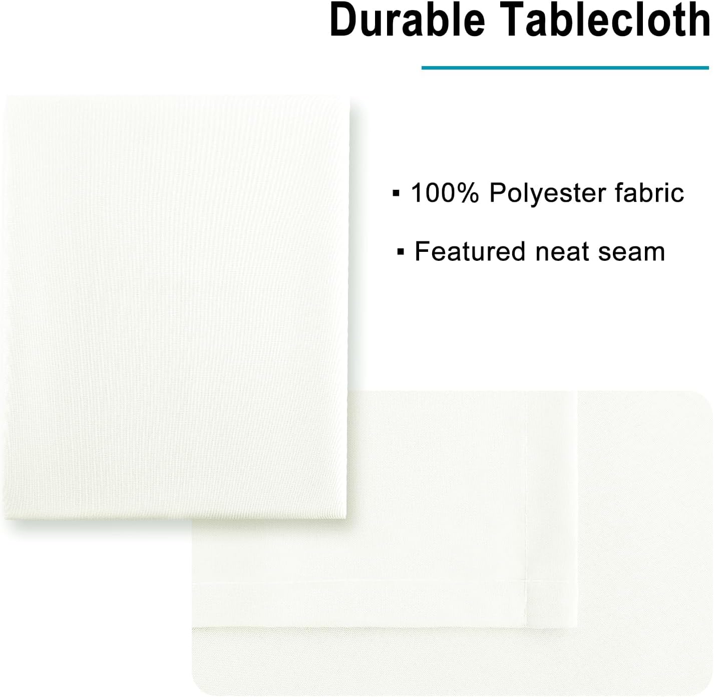 Hiasan Ivory Tablecloth for Rectangle Tables - Waterproof and Spillproof Washable Fabric Table Cloth for Dining Room Kitchen, 54 x 108 Inch