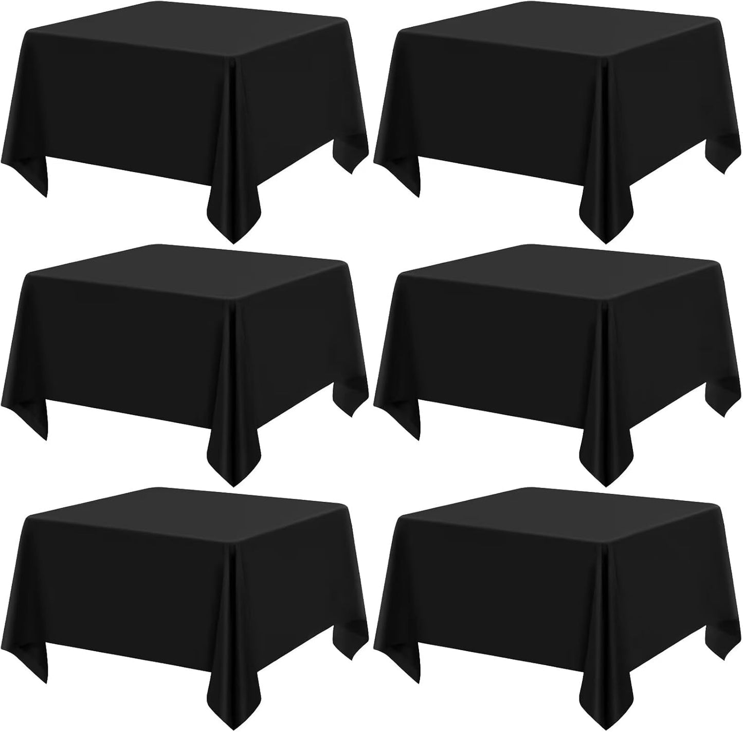 6 Pack Black Square Tablecloths - 52 x 52 Inch, Polyester Table Cover for Square Table, Stain and Wrinkle Resistant Washable Fabric, Restaurant Banquet Party