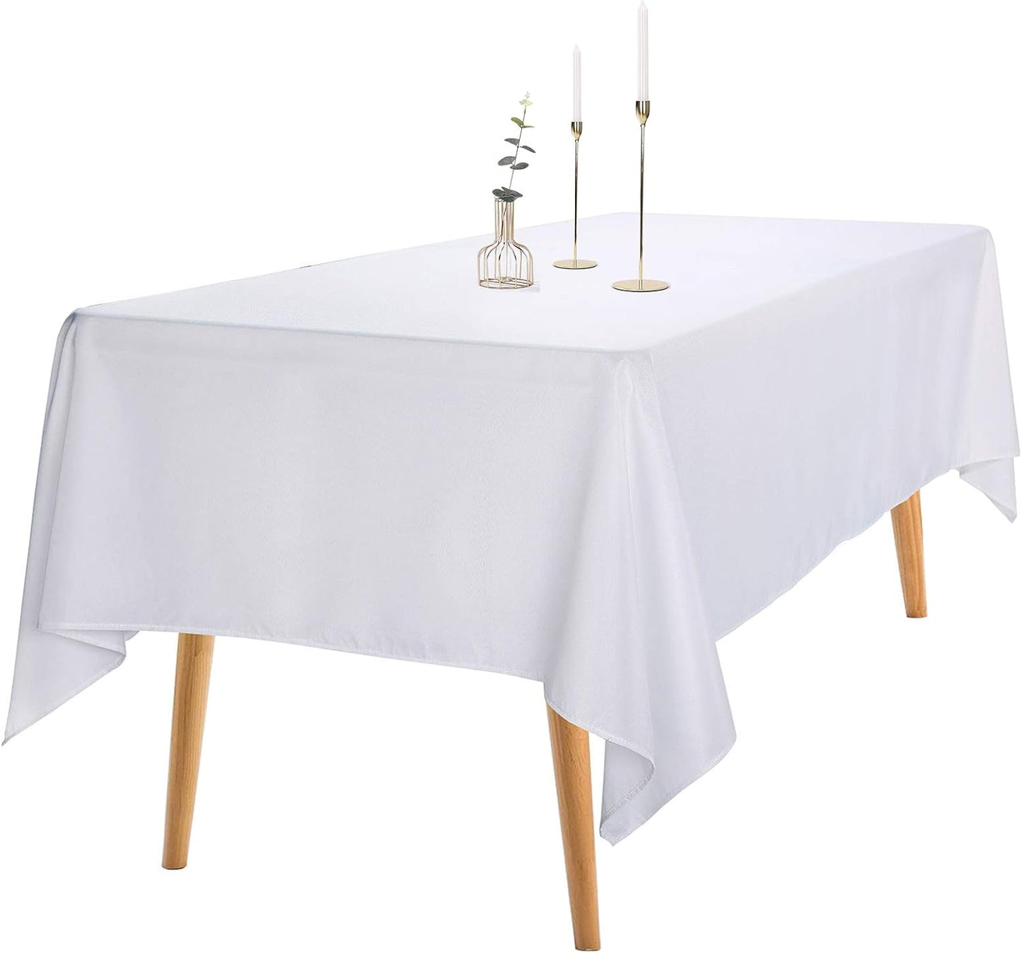 Ascoza 2pack 60x102 Inch White Rectangular Tablecloth 6 Feet Table Cloth in Polyester Fabric for Wedding/Banquet/Restaurant/Parties