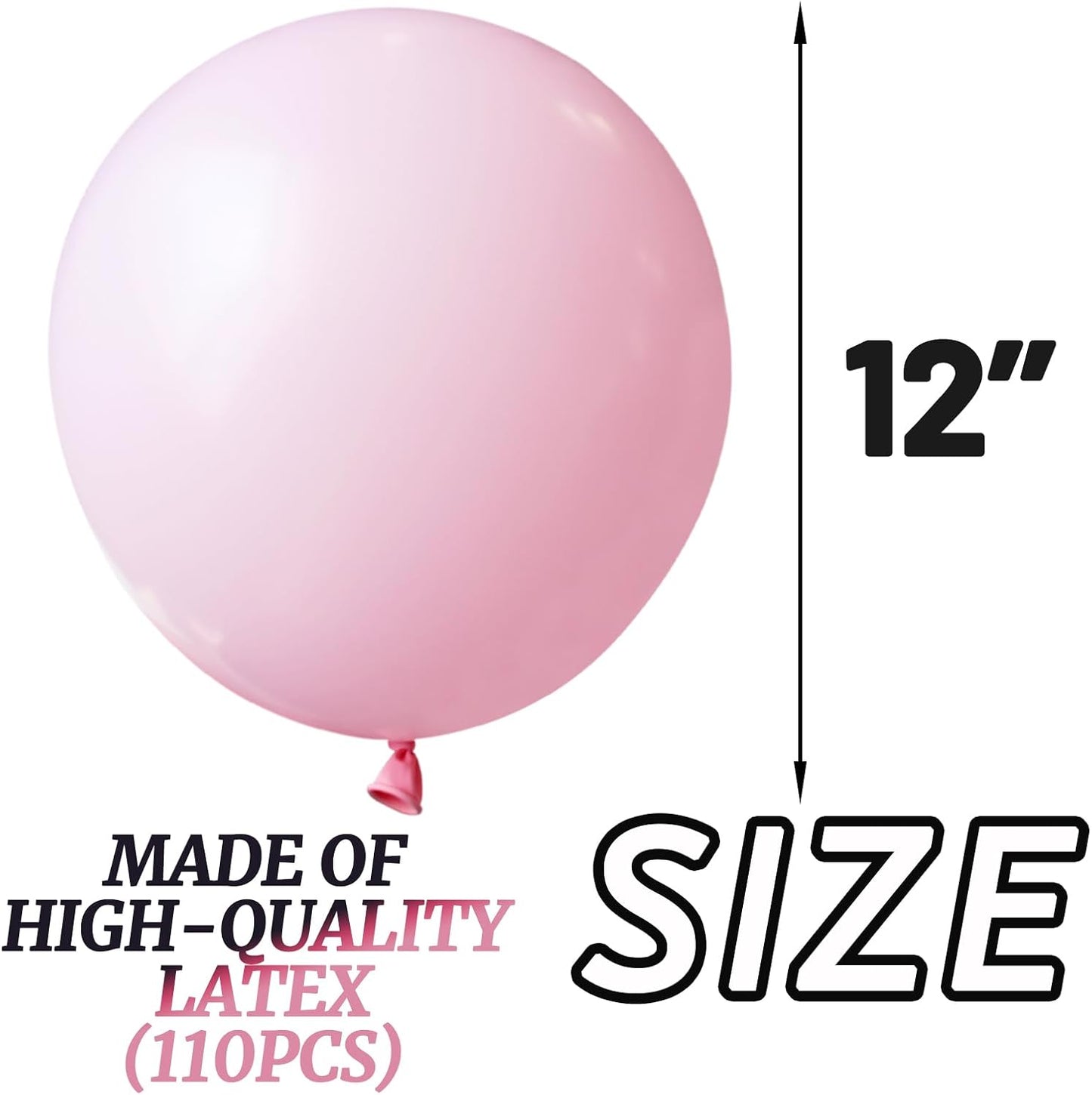 110pcs Light Pink Balloon 12 inch, Light Pink Latex Balloons for Birthday Party Baby Shower Wedding(with 2 Ribbons).