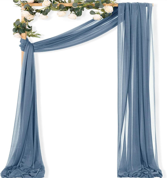 MLMC Dusty Blue Wedding Arch Draping Fabric 1 Panel 29" x 20 FT Extra Long Gauze Drapes Sheer Backdrop Curtains 6.6 Yards Outdoor Drapery Panels for Wedding Bridal Shower Party Ceiling Decoration