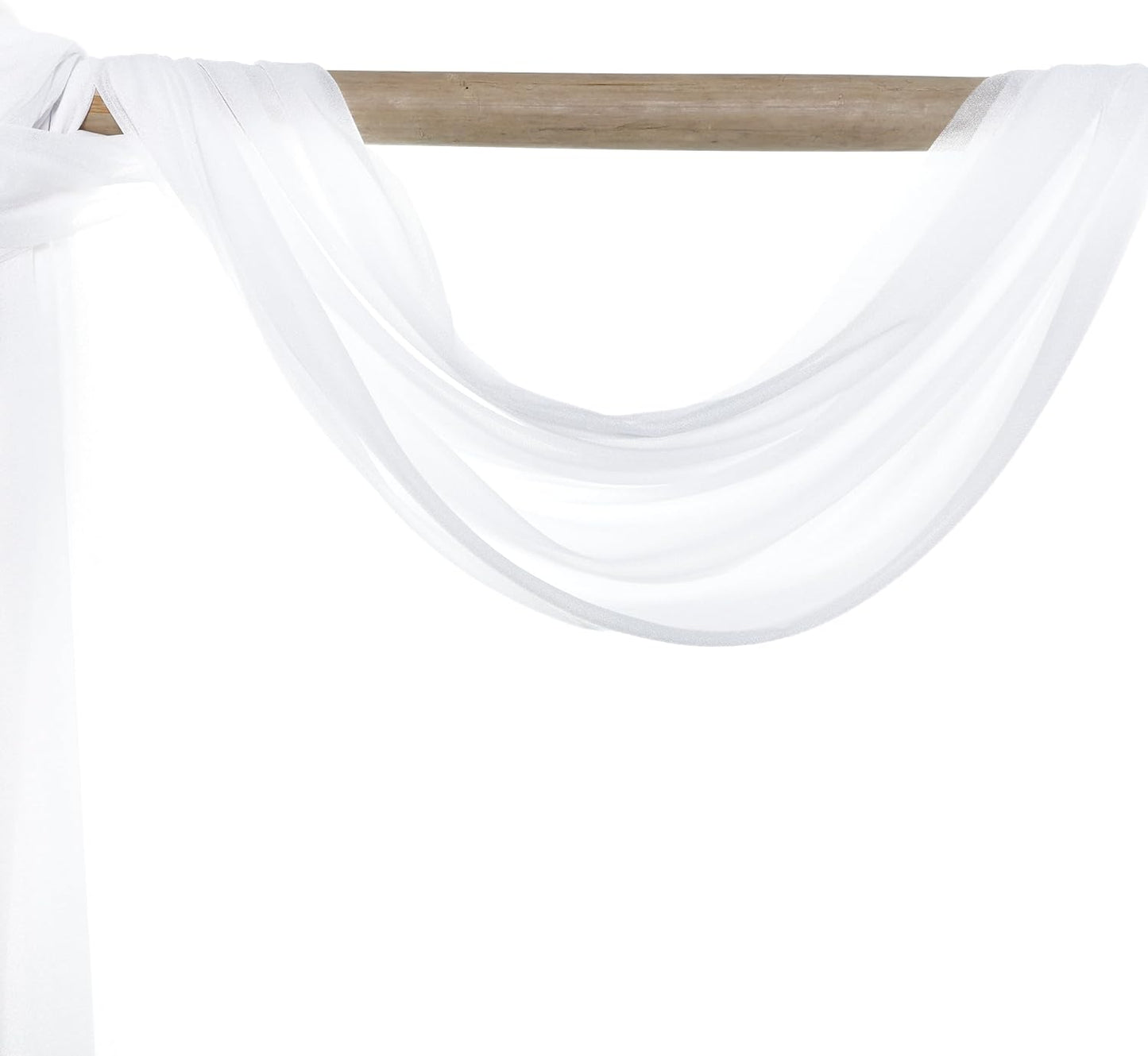 VDS Pack of 2 Panel (30 Inch X 100 Feet) Wedding Arch Draping Fabric Sheer Chiffon Fabric Drapery for Wedding Ceremony Reception Swag Backdrop Canopy Chuppah ARBO Altars Decoration (White)