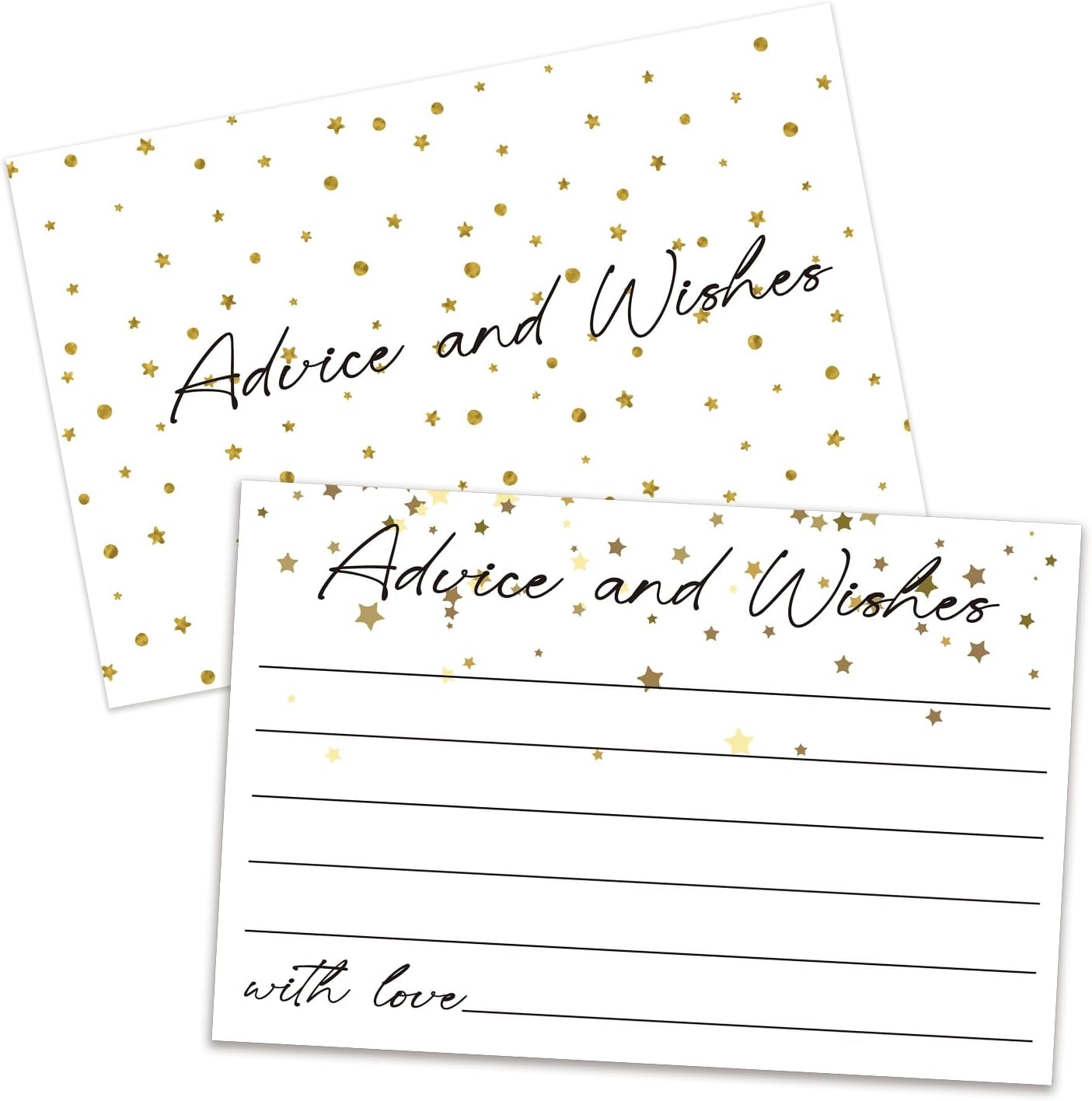 Advice and Wishes Cards, Double-sided Blank Cards with Star Suitable for Wedding Reception, Bridal Showers, Mr and Mrs, Baby Shower, Graduation, Pack of 25-05