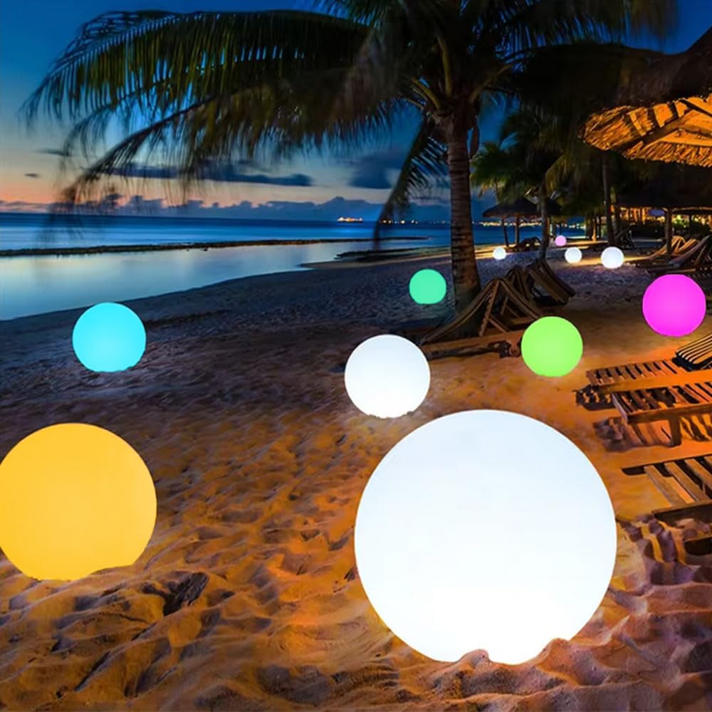 Large LED Glowing Ball Light, 20-in Outdoor LED Garden Orb Lights, Rechargeable Globe Lights RGB Color Changing Globe Floor Lamp Mood Lamp w/Remote, Waterproof Light Up Ball Light for Patio Lawn Decor