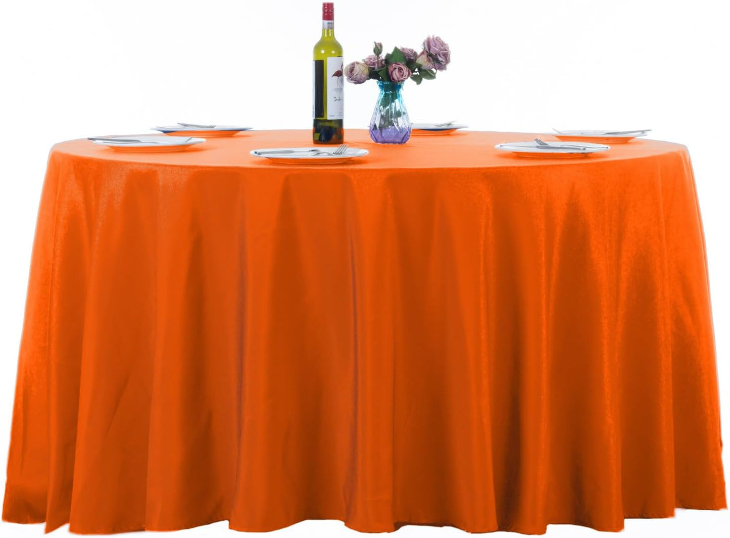 Ascoza 2pack 120 Inch Orange Round Tablecloth in Washable Polyester Fabric for Wedding/Banquet/Restaurant/Parties