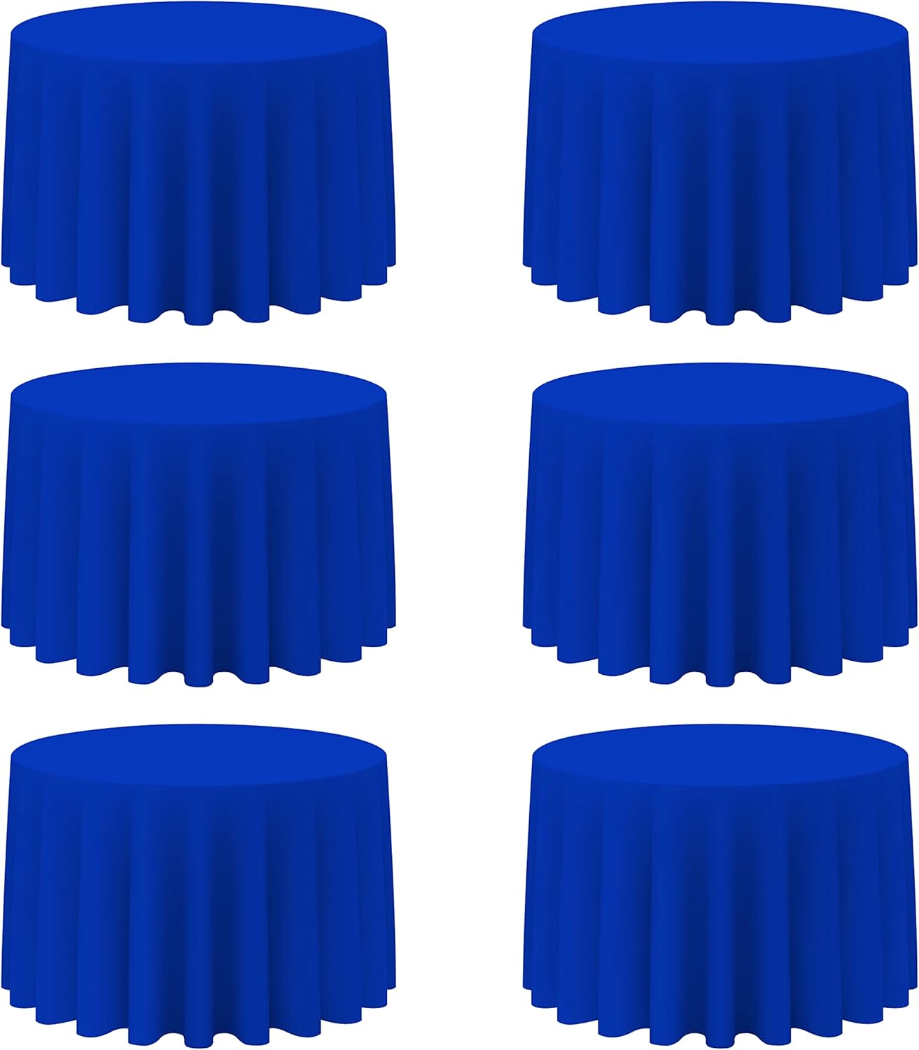 BRILLMAX 6 Pack Royal Blue Round Tablecloths 108 Inch - Circle Bulk Linen Polyester Fabric Washable Table Cloth Cover for Wedding Reception Banquet Birthday Party Buffet Restaurant
