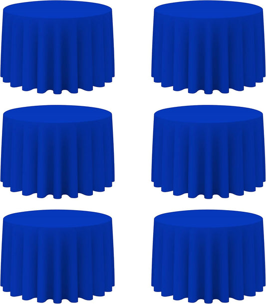 BRILLMAX 6 Pack Royal Blue Round Tablecloths 108 Inch - Circle Bulk Linen Polyester Fabric Washable Table Cloth Cover for Wedding Reception Banquet Birthday Party Buffet Restaurant