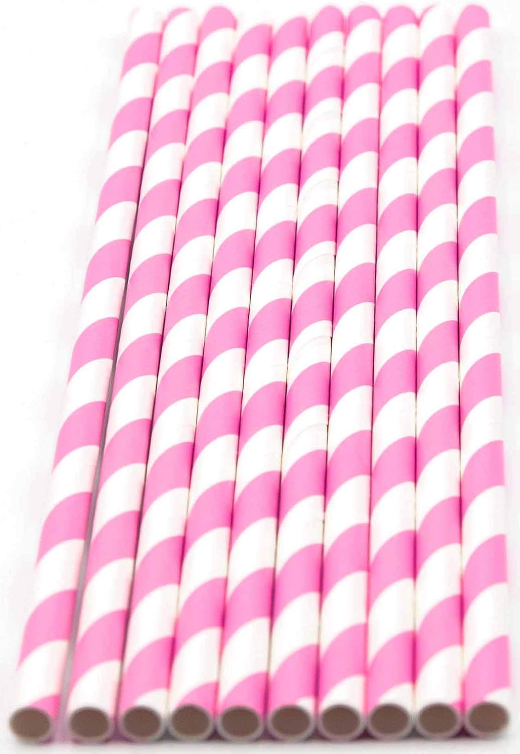 Pack of 300 Baby Pink Swirls Biodegradable 4-Ply Paper Drinking Straws (Compostable, Non-toxic, BPA-free)