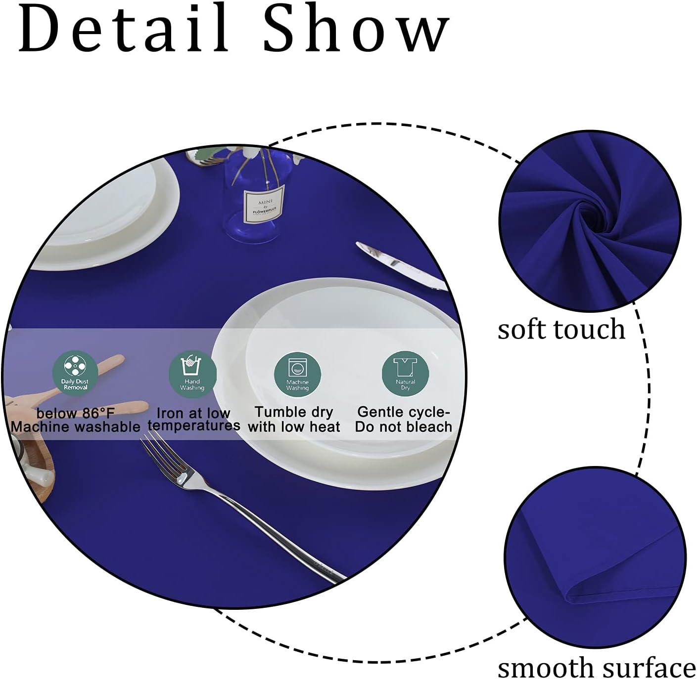 Fitable Rectangle Tablecloth Stain and Wrinkle Resistant Washable Polyester Table Cloth for Buffet Parties and Camping (60x120 inch, Sapphire)