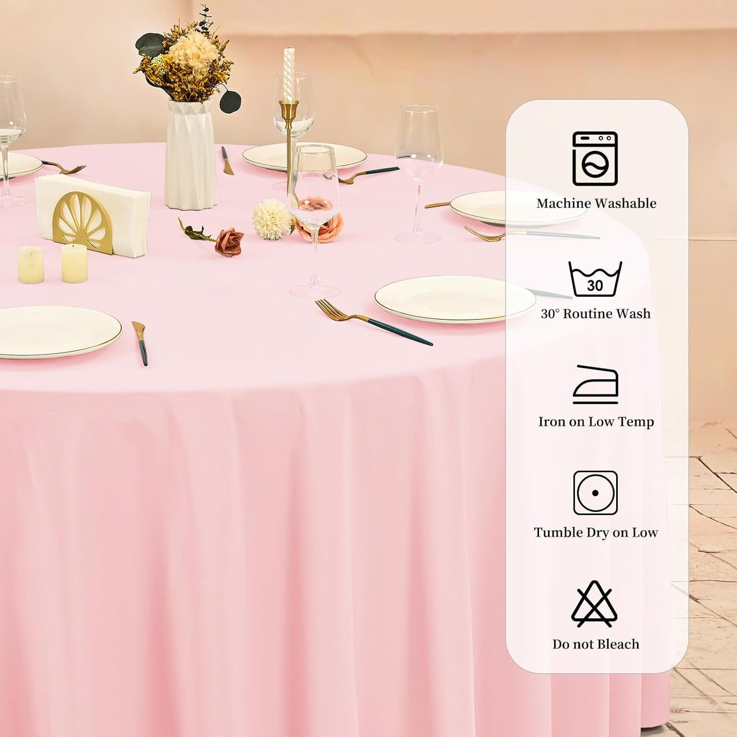 10 Pack Pink Round Tablecloths - 90 Inch, Polyester Table Cover, Stain and Wrinkle Resistant Washable Fabric, Perfect for Wedding Banquet Parties