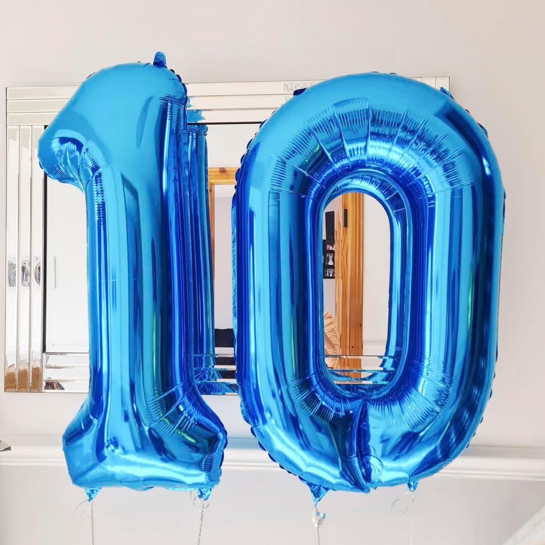Blue 4 Balloon Number,40 Inch Number 4 Balloon Big Blue 4 Foil Mylar Helium Balloon for Birthday Party Decorations