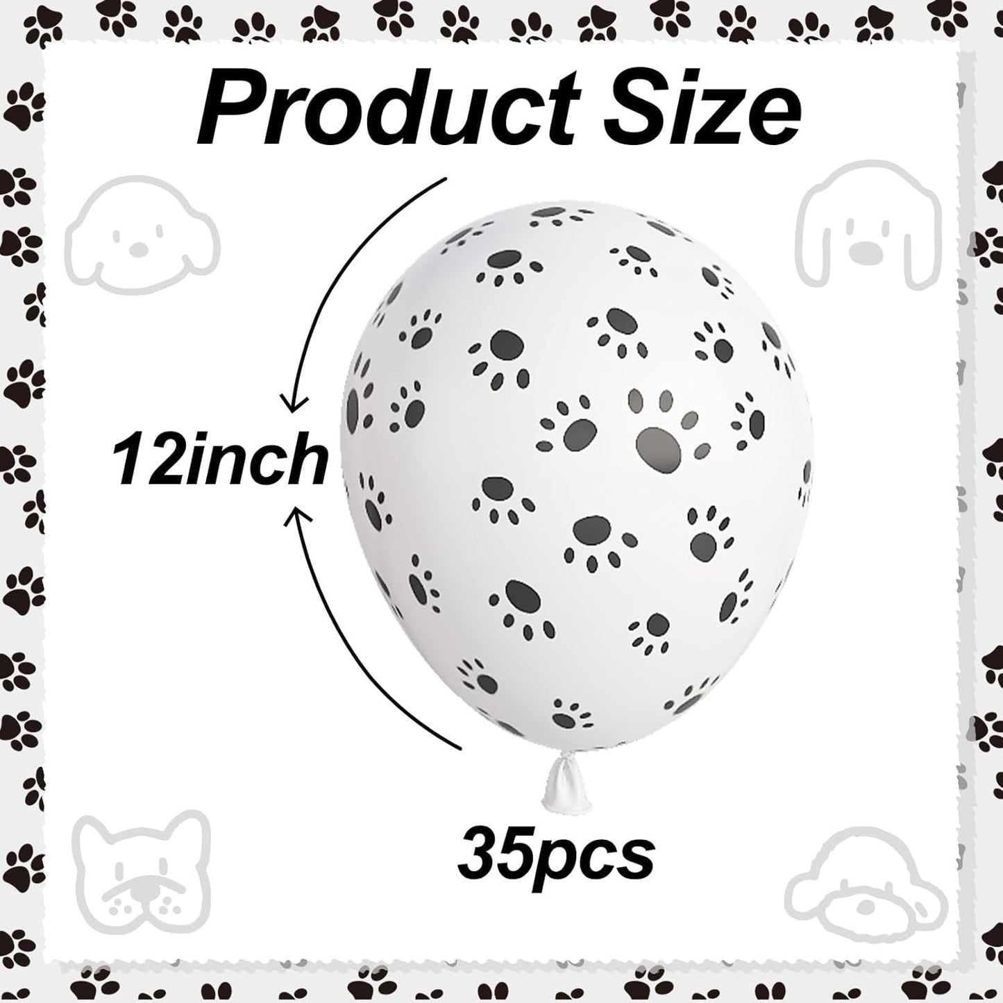 Dog Paw Print Balloons, Cute Puppy Pet Theme Birthday Latex Balloons for Boys Girls, Black White Dog Party Decorations Supplies for Kids Children Dogs Lover Farm Animal Theme Baby Shower Party Decor