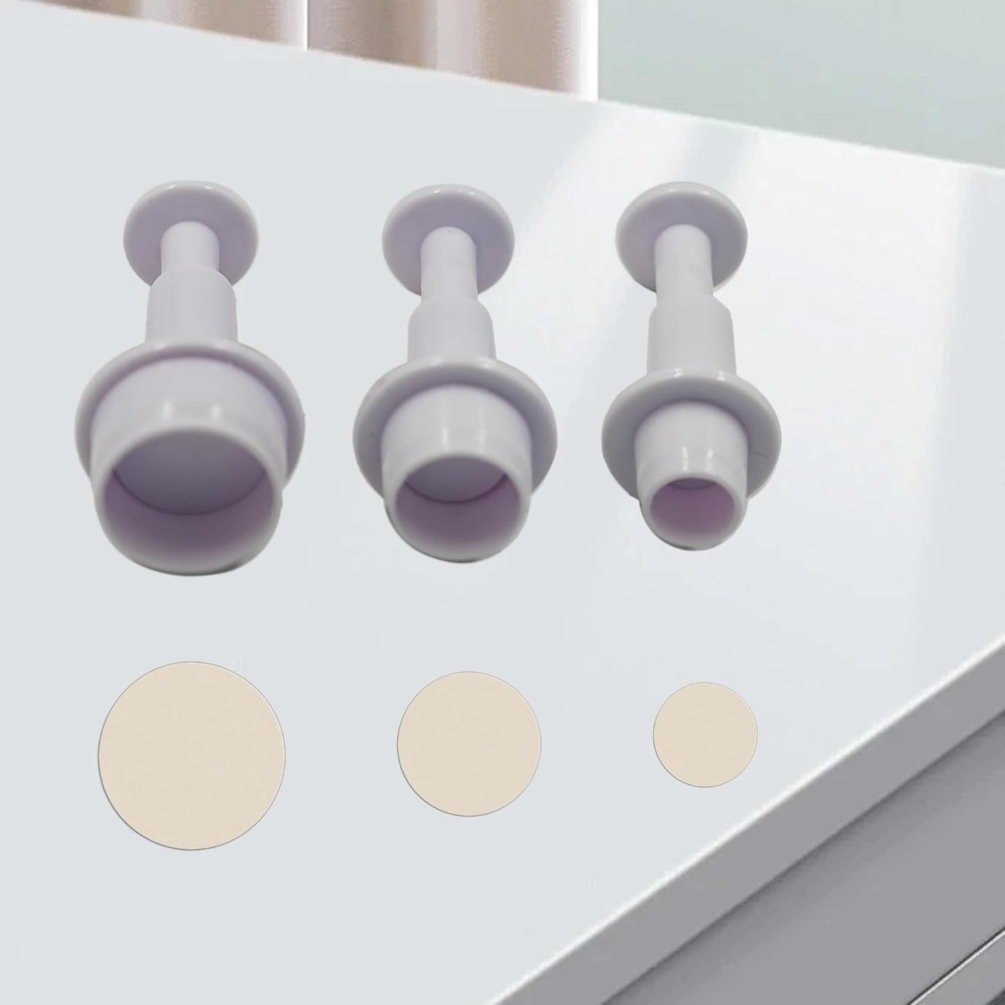 pson 3Pcs Plunger Cookie Cutter Set, Mini Plastic Biscuit Molds for Cake Decorating, Baking, Fondant, and DIY Crafts(Round)