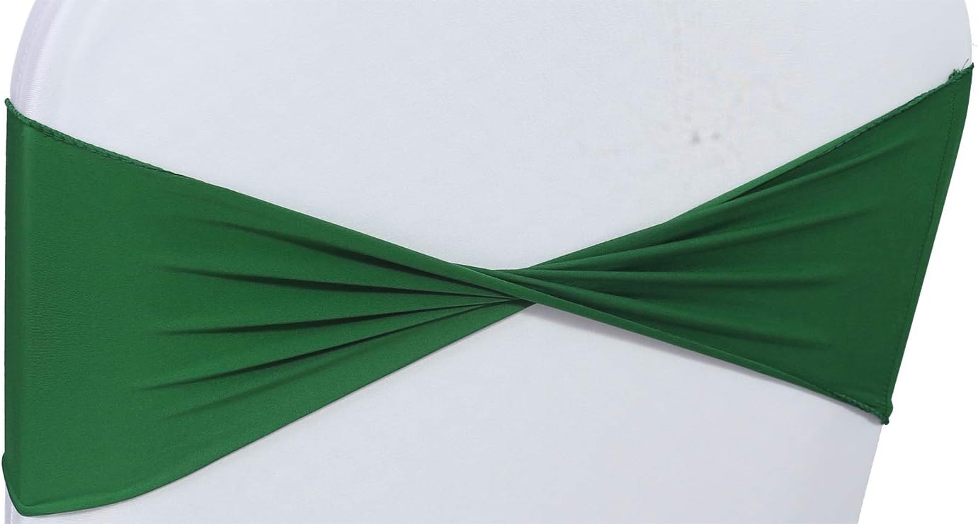 VDS Pack of 300 PCS | Green | Spandex Chair Sashes Bows Without Buckle | Stretch Elastic Banquet Universal Folding Chair Band Tie with for Wedding Party Conference Celebration Event Decoration