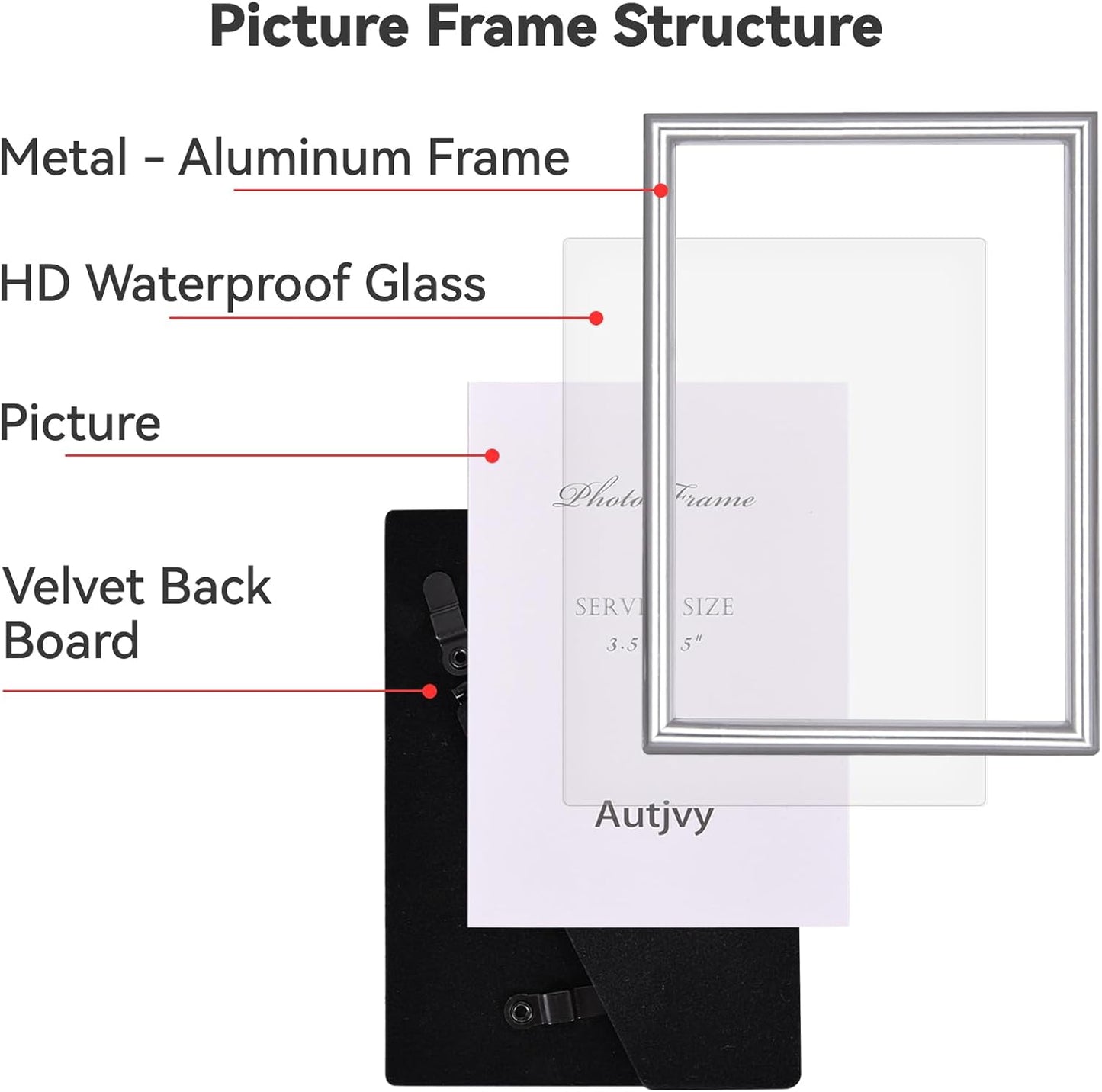 6x8 Picture Frame set of 2 Matte Silver Modern Simple Thin Aluminum Metal Photo Frame with HD Real Glass, Display for Tabletop and Wall Collage. (2 Pack)