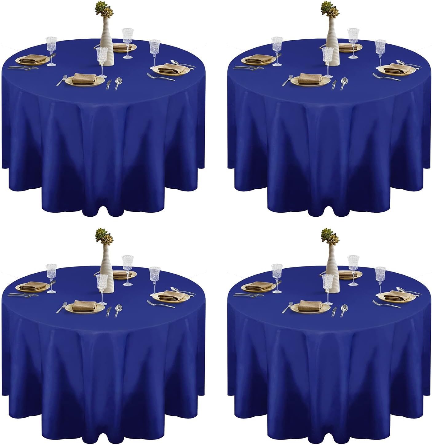 EMART Round Tablecloth Blue (4 Pack) 120 inch Circular Polyester Table Cover for Wedding Decor, Birthday Party, Banquet and Formal Events
