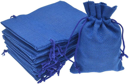 20pcs Burlap Gift Bags, 2.7 x 3.5 inch Linen Favor Drawstring Bags, Jute Baby Shower Wedding Jewelry Candy Packing Pouches (Royal Blue)