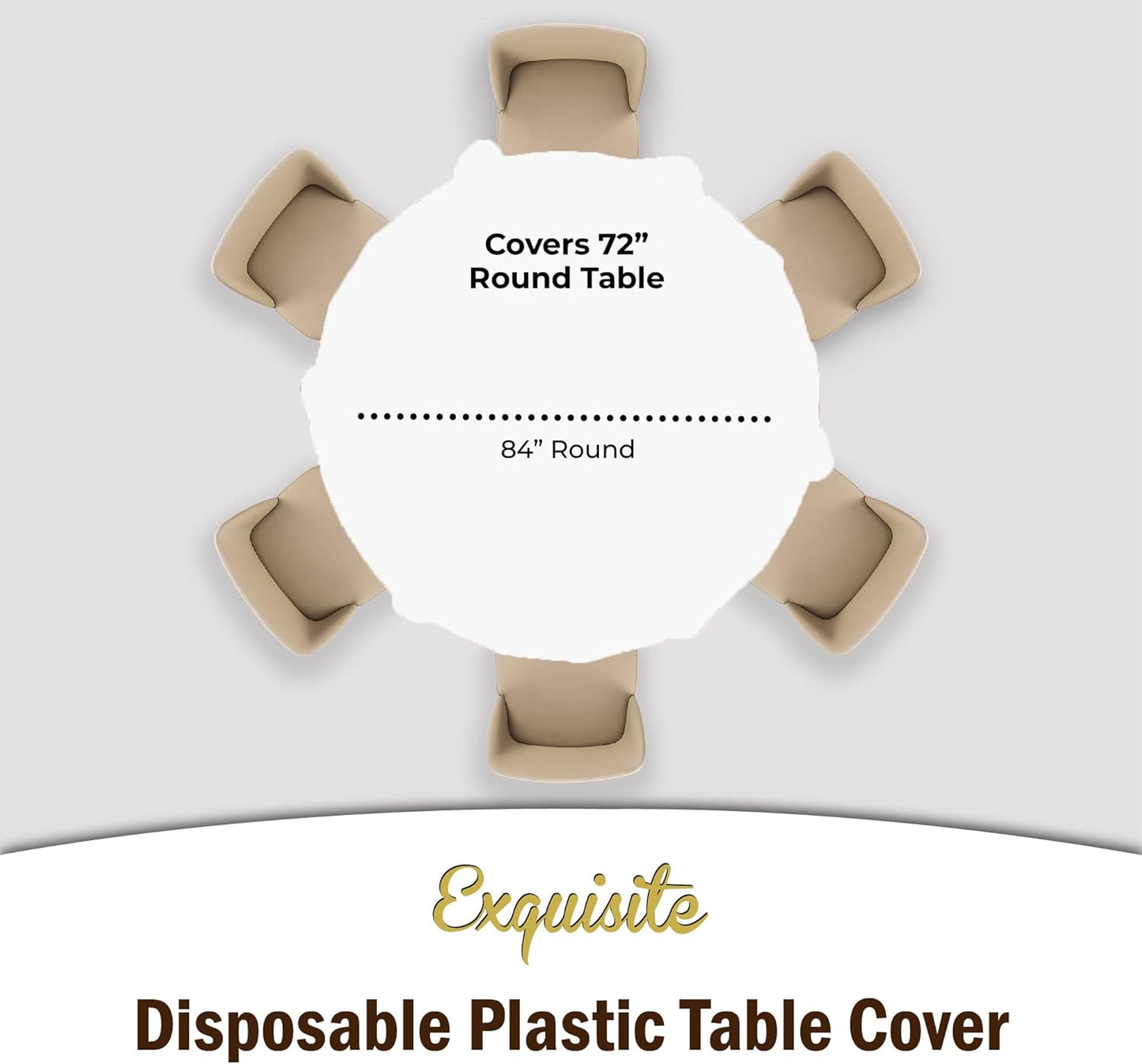 Party Solids Pack Of 12 - Premium Plastic Tablecloth 84 Inch Round Table Cover - Checkered
