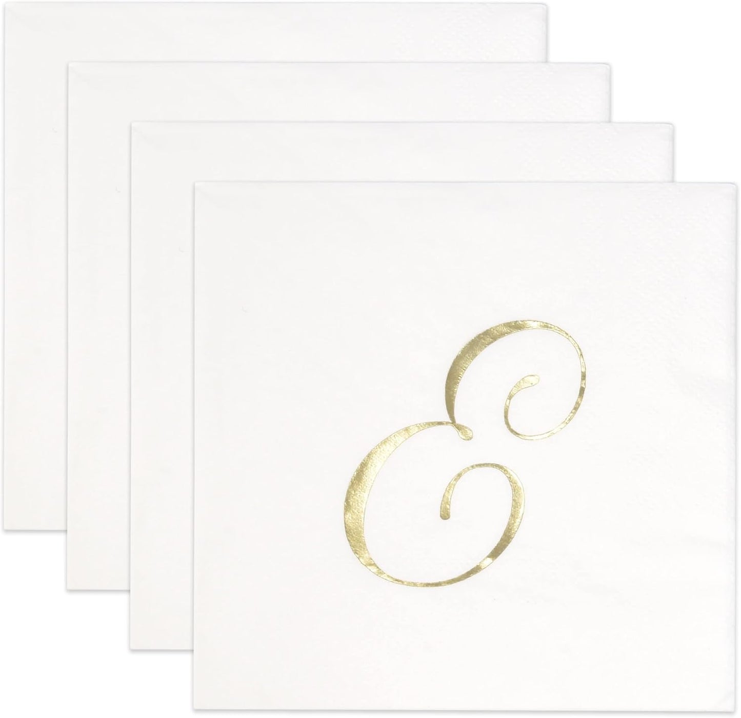 Gift Boutique 100 Gold Monogram Cocktail Napkins Letter E Disposable Paper Hand Towels for Bathroom Wedding Baby Shower Holiday Party Decor
