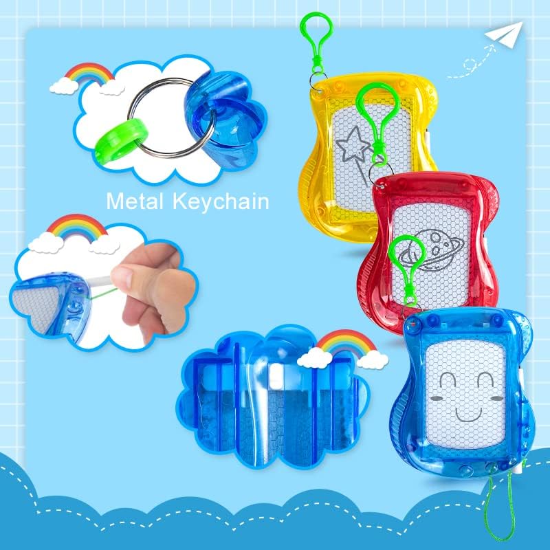 8 Mini Magnetic Drawing Board with Metal Keychain Party Favors for Kids Goodie Bag Stuffers Birthday Party Bag for Boys Girls