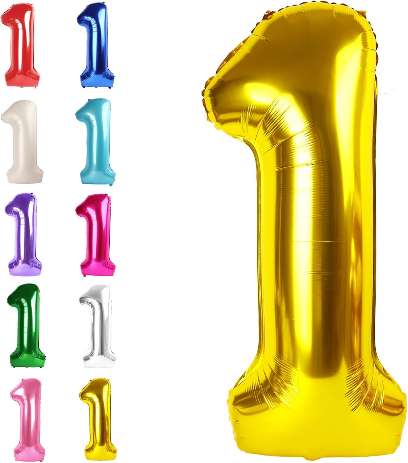 Gold Number 1 Balloon 40 inch, Number 1 Birthday Balloons for Boy Girl, Gold Foil One Balloon for 1st 10 11 12 16 18 Birthday Party, Anniversary Celebration Numbers Decorations