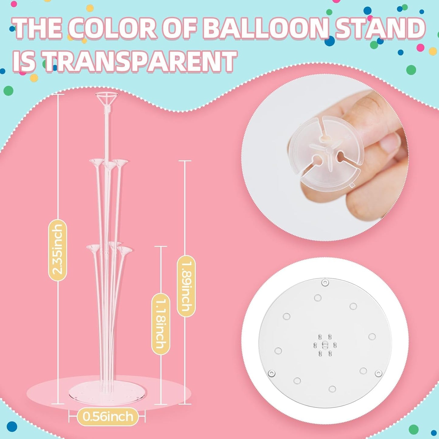 Balloon Stand Kit - 2 Set Table Stands with Base, Easy Assembly Balloon Sticks, Reusable Holders for Baby Showers, Weddings, Birthdays, Party Decorations