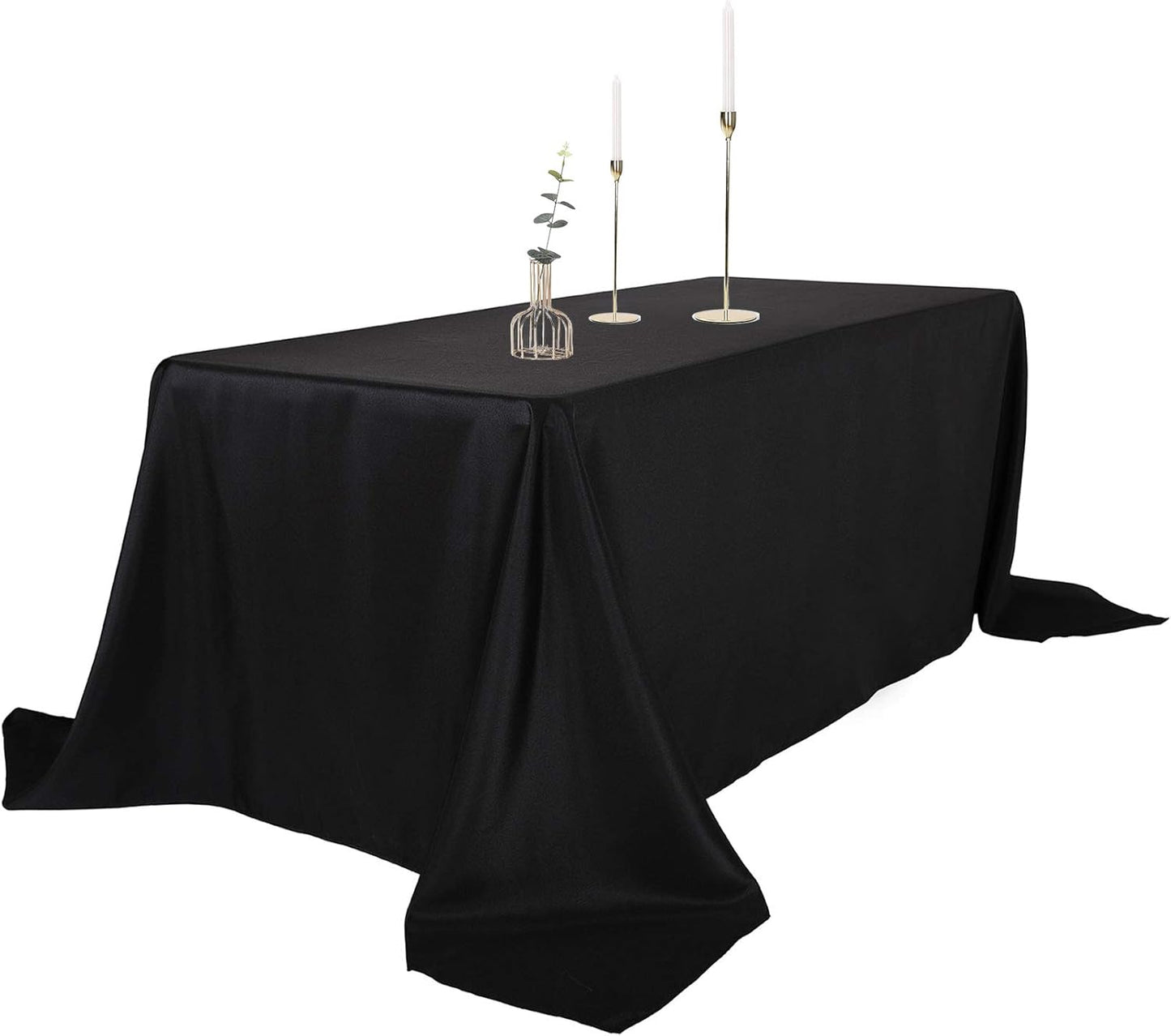 Ascoza 2pack 90x156 Inch Black Rectangular Tablecloth 8 Feet Table Cloth in Polyester Fabric for Wedding/Banquet/Restaurant/Parties