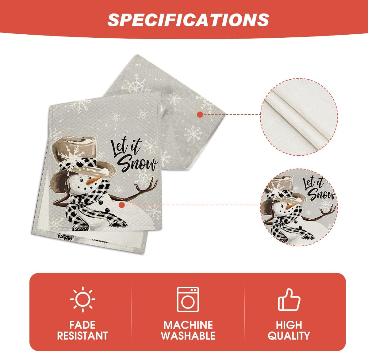 Artoid Mode Grey Snowman Snowflake Let it Snow Christmas Table Runner, Seasonal Winter Kitchen Dining Table Decor for Home Party Indoor 13x36 Inch