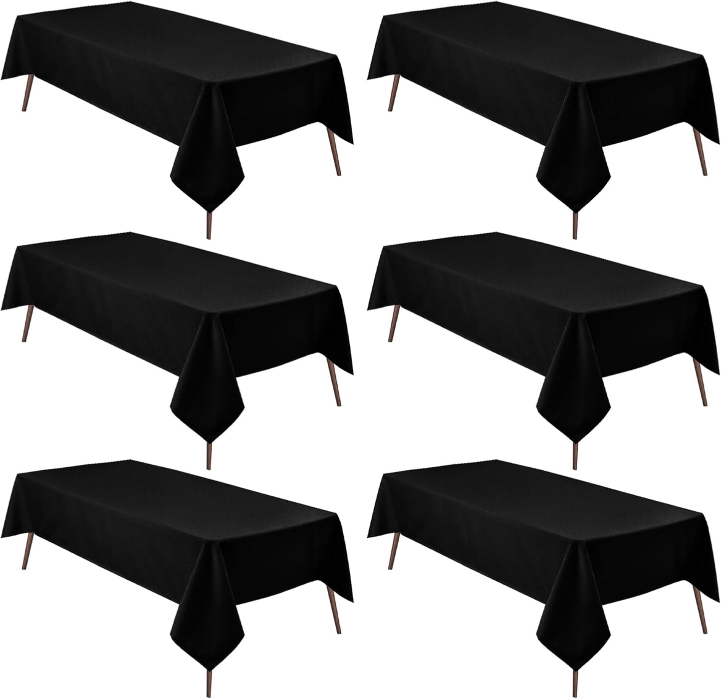 Hiasan 6 Pack Black Tablecloth 54 x 80 Inch, Rectangle 4 Feet Table Cloth - Waterproof and Wrinklr Resistant Washable Polyester Fabric Table Cloth for Dining Room and Outdoor Use