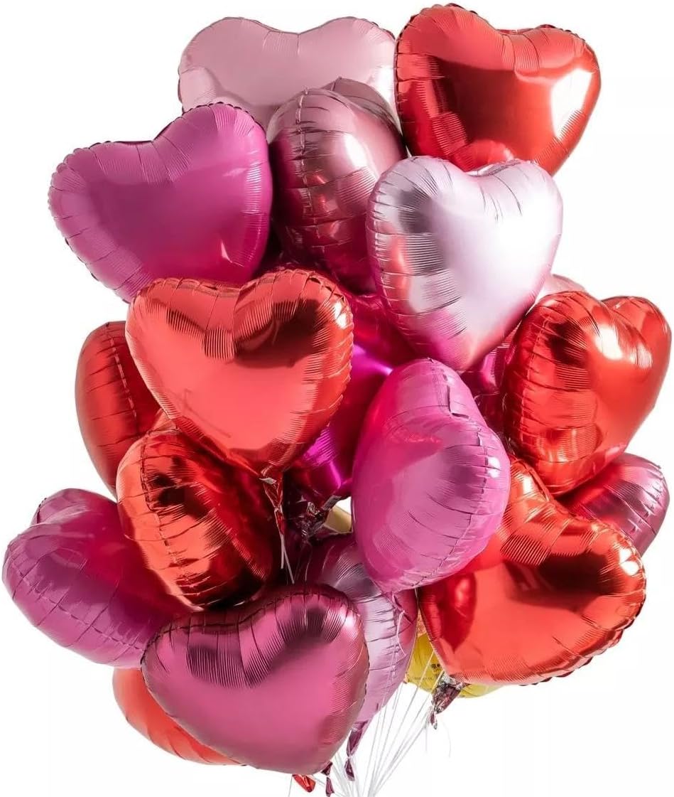 Pink Heart Shaped balloons Pack of 12,18 Inch Love Valentine Balloons Heart Romantic Balloons For Valentines Day Propose Marriage Wedding Bridal Shower Engagement Party Decorations