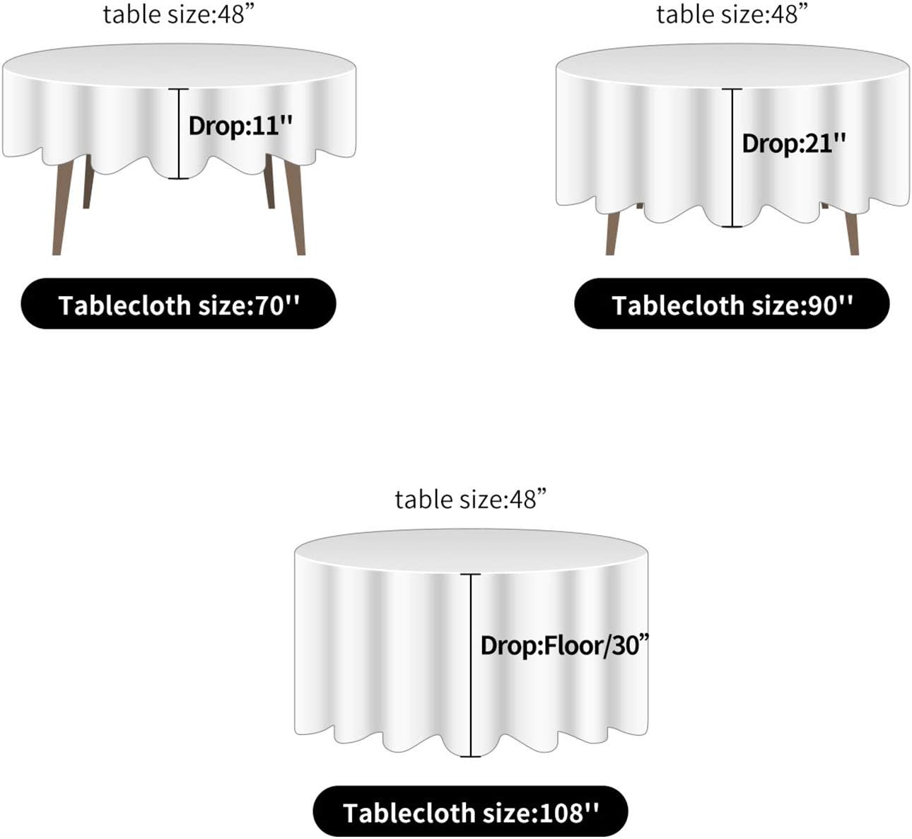 Ascoza 2pack 90 Inch Hunter Round Tablecloth in Washable Polyester Fabric for Wedding/Banquet/Restaurant/Parties
