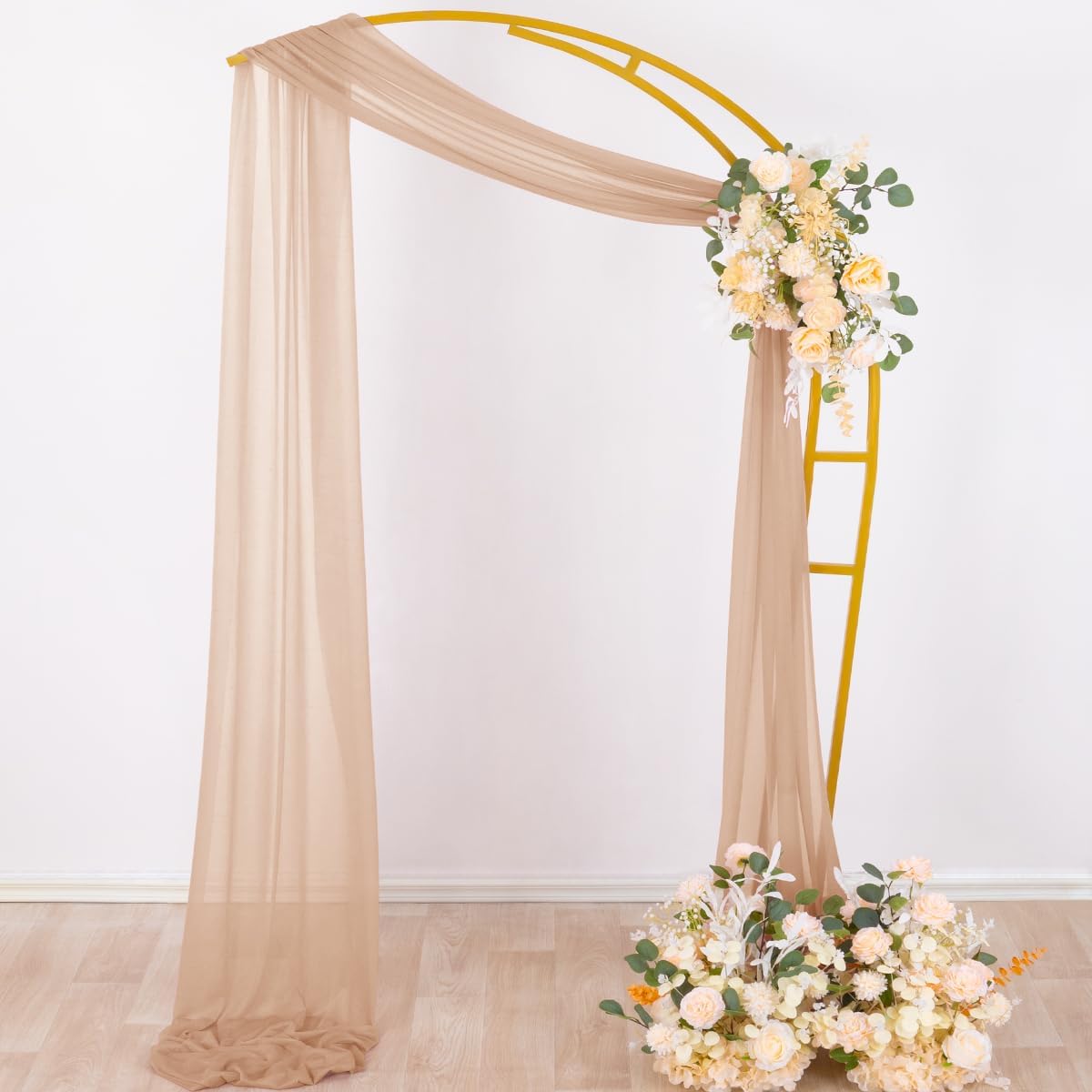 Socomi Wedding Arch Draping Fabric 29" x 20Ft 1 Panel Nude Sheer Outdoor Curtain Drapes Extra Long for Bridal Baby Shower Ceremony Birthday Party Decor