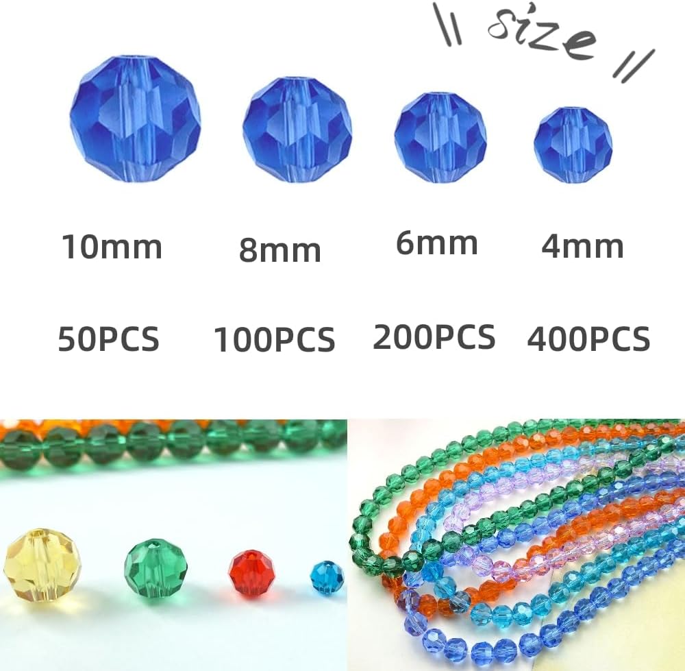 50 PCS 10mm Crystal Glass Beads Round Multiple Faceted Loose Spacer Glass Beads for DIY Handcrafte Bracelet Necklace Earring Jewelry Making(Light Green)