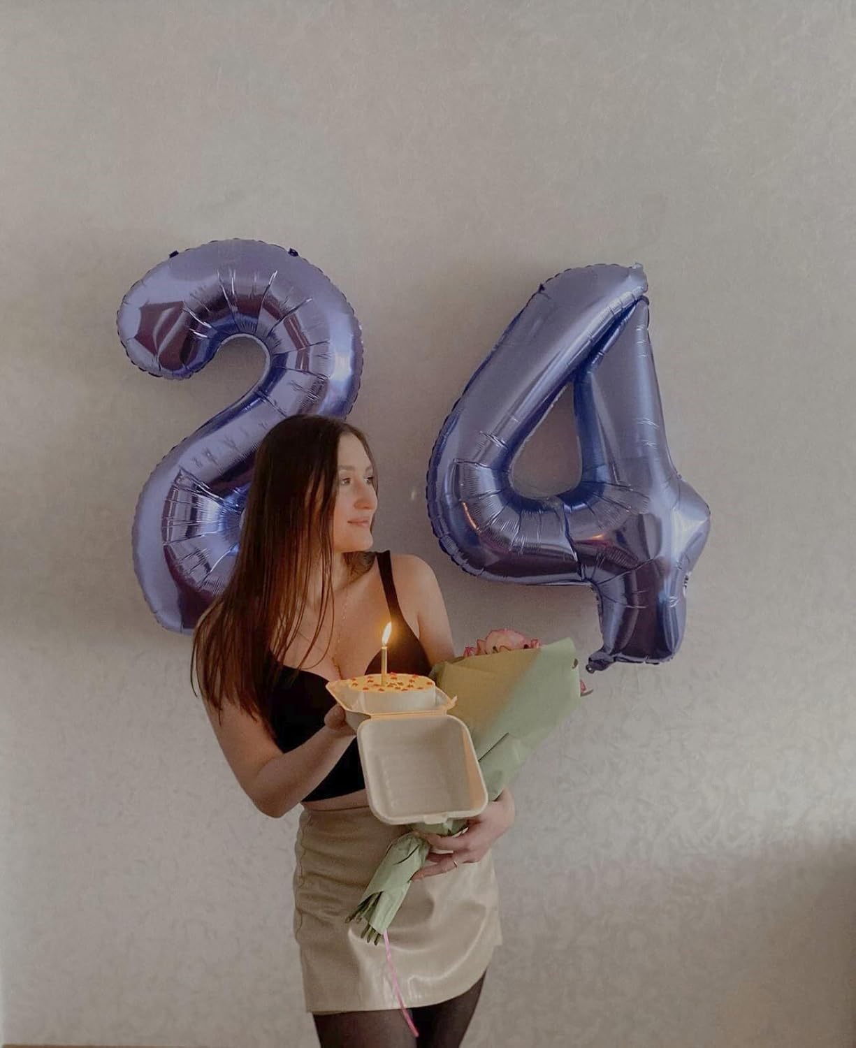 40 Inch Lilac Large Number 4 Balloons, Giant Foil Number Four 14 24 34 40 44 Balloons, Lavender Mylar Big Balloon for Anniversary Graduation Decorations