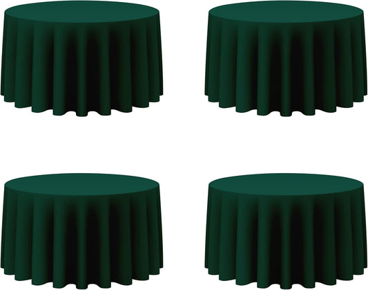 BRILLMAX 4 Pack Hunter Green Round Tablecloths 120 Inch - Circle Bulk Linen Polyester Fabric Washable Table Cloth Cover for Wedding Reception Banquet Birthday Party Buffet Restaurant