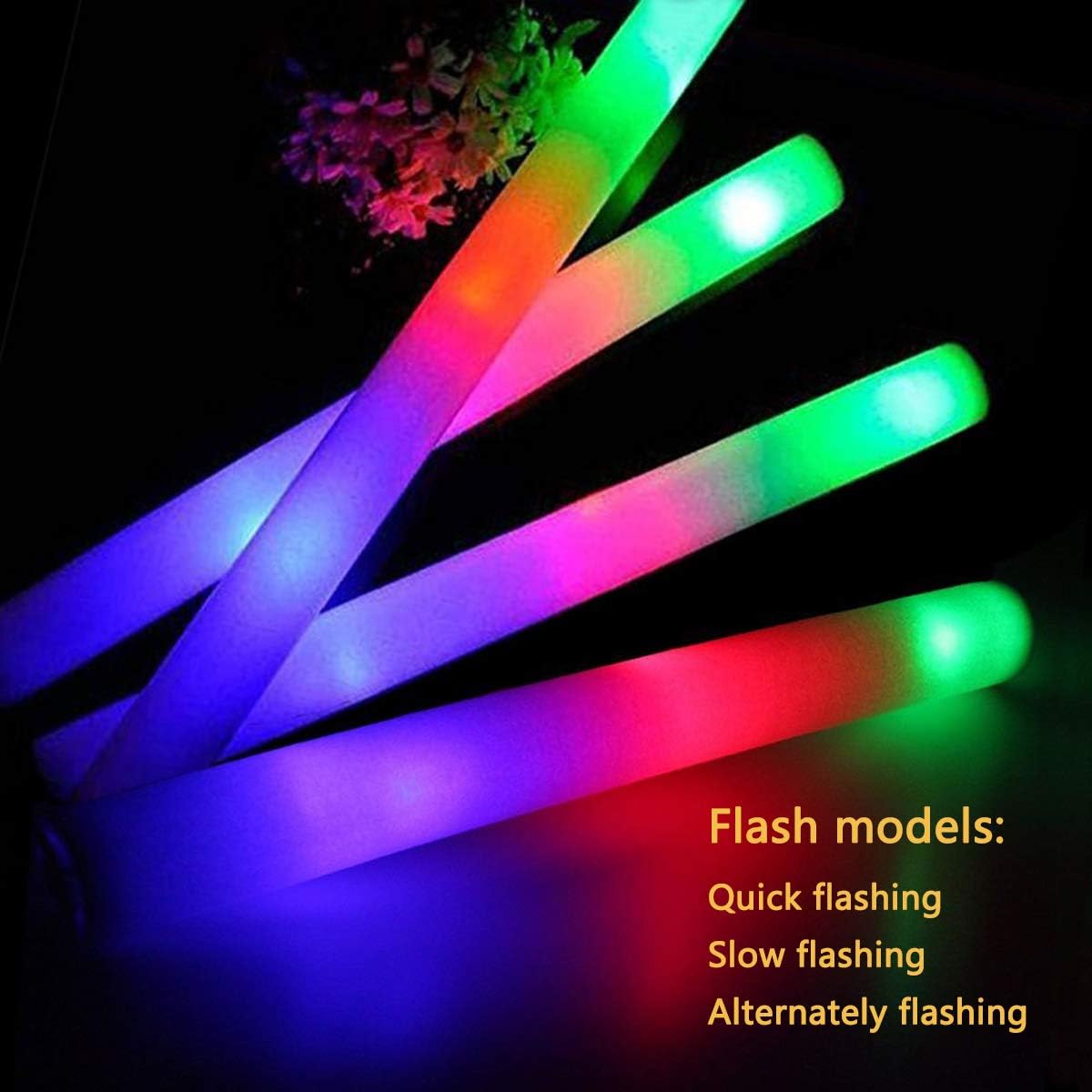 Glow Sticks Bulk, 32 Pcs LED Foam Sticks Glow in the Dark Party Supplies with 3 Modes Colorful Flashing,Light Up Batons Party Favors for Party Wedding Birthday Concert Halloween Christmas