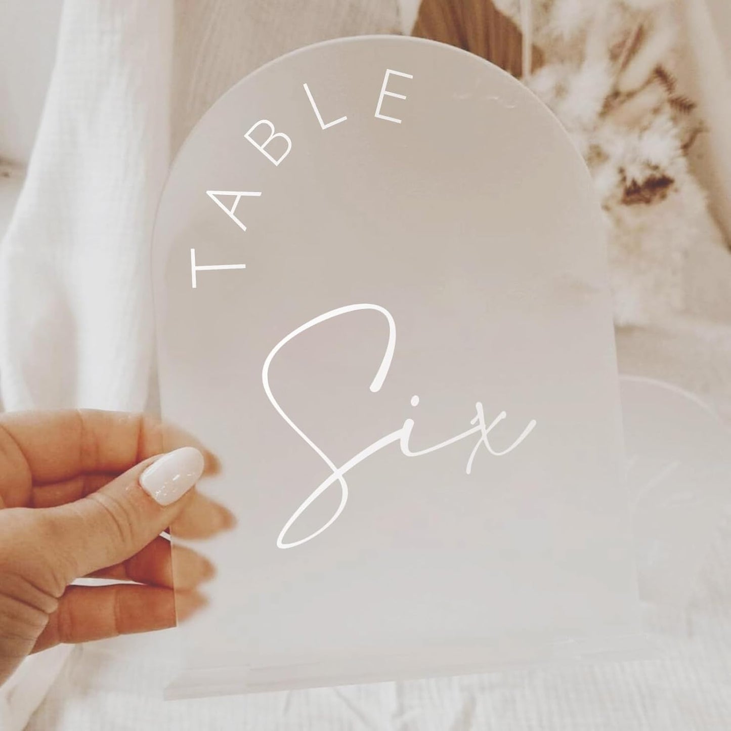 JINMURY Frosted Arch Wedding Table Numbers 1-30 with Stands, 5x7 Inch Frosted Arch Acrylic Sign with White Letters, Arched Acrylic Table Numbers for Wedding Reception
