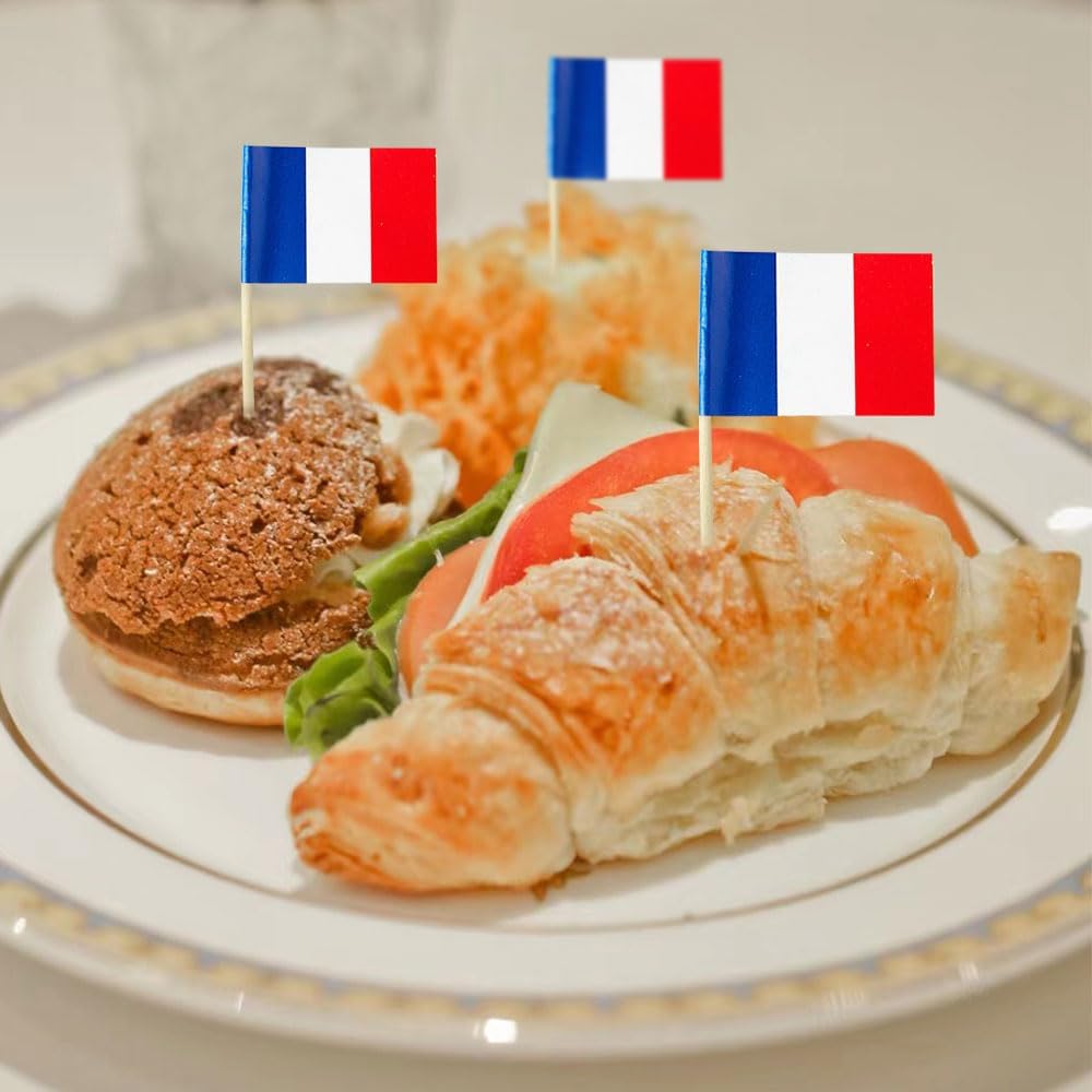 mflagperft France Flag French Flag, Small Mini France Toothpick Flags for Food, Cupcakes, Cocktails, Appetizers, Bar Party Decorations