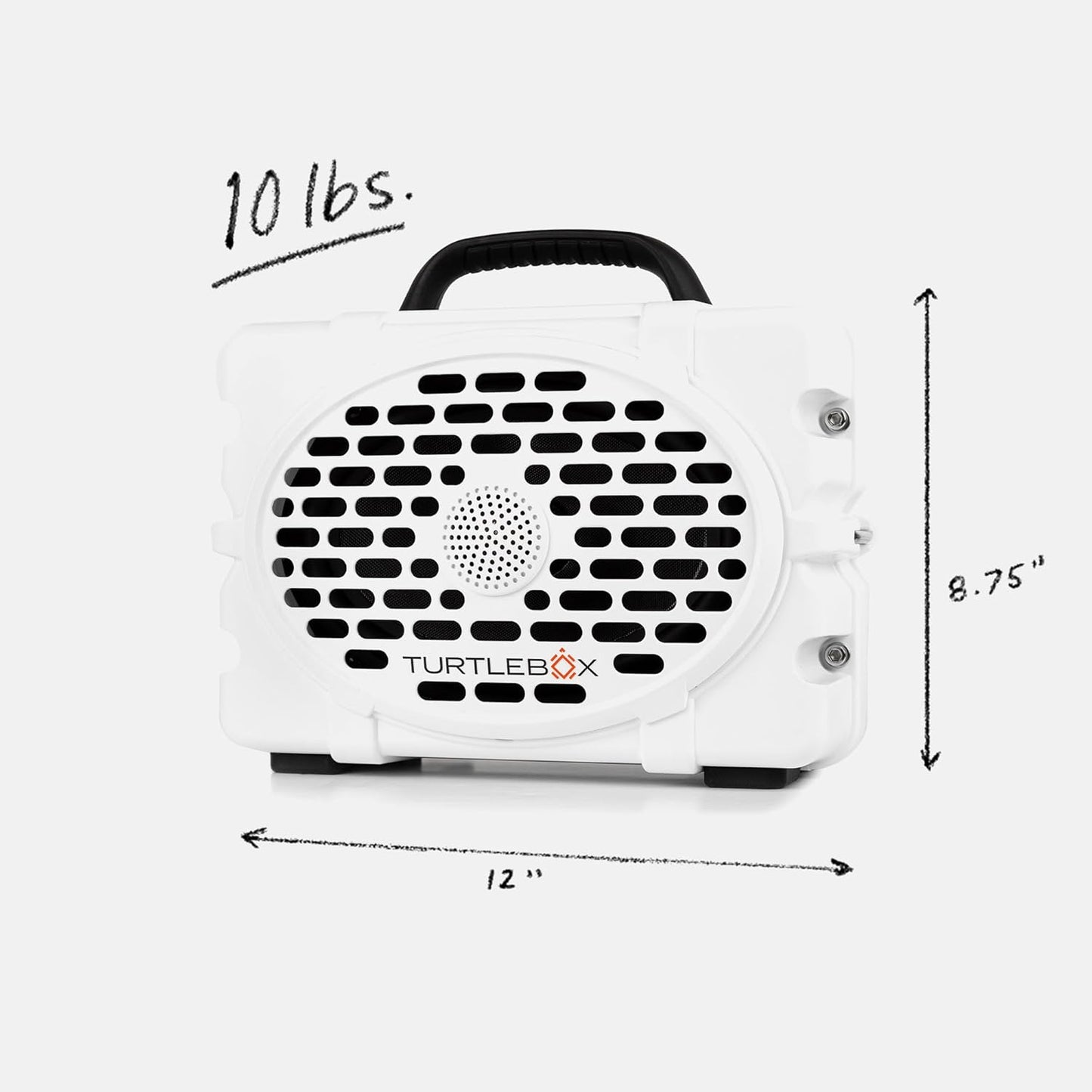 Turtlebox Original Gen 3: Portable Outdoor Bluetooth Speaker – Ultra-Loud (120dB), Waterproof (IP67), Rugged, Impact-Resistant, 3-Day Battery | Party Mode: Unlimited Pairing Stereo, White/Blaze Orange