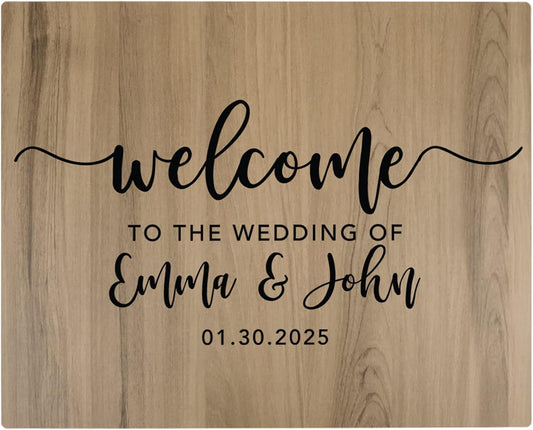 Andaz Press Personalized Large Wooden Welcome Sign for Wedding Rustic Welcome Sign 16" x 20" Custom Names & Date Fall Script Wedding Signage English Oak MDF Wood Finish Reception Indoor Outdoor Signs