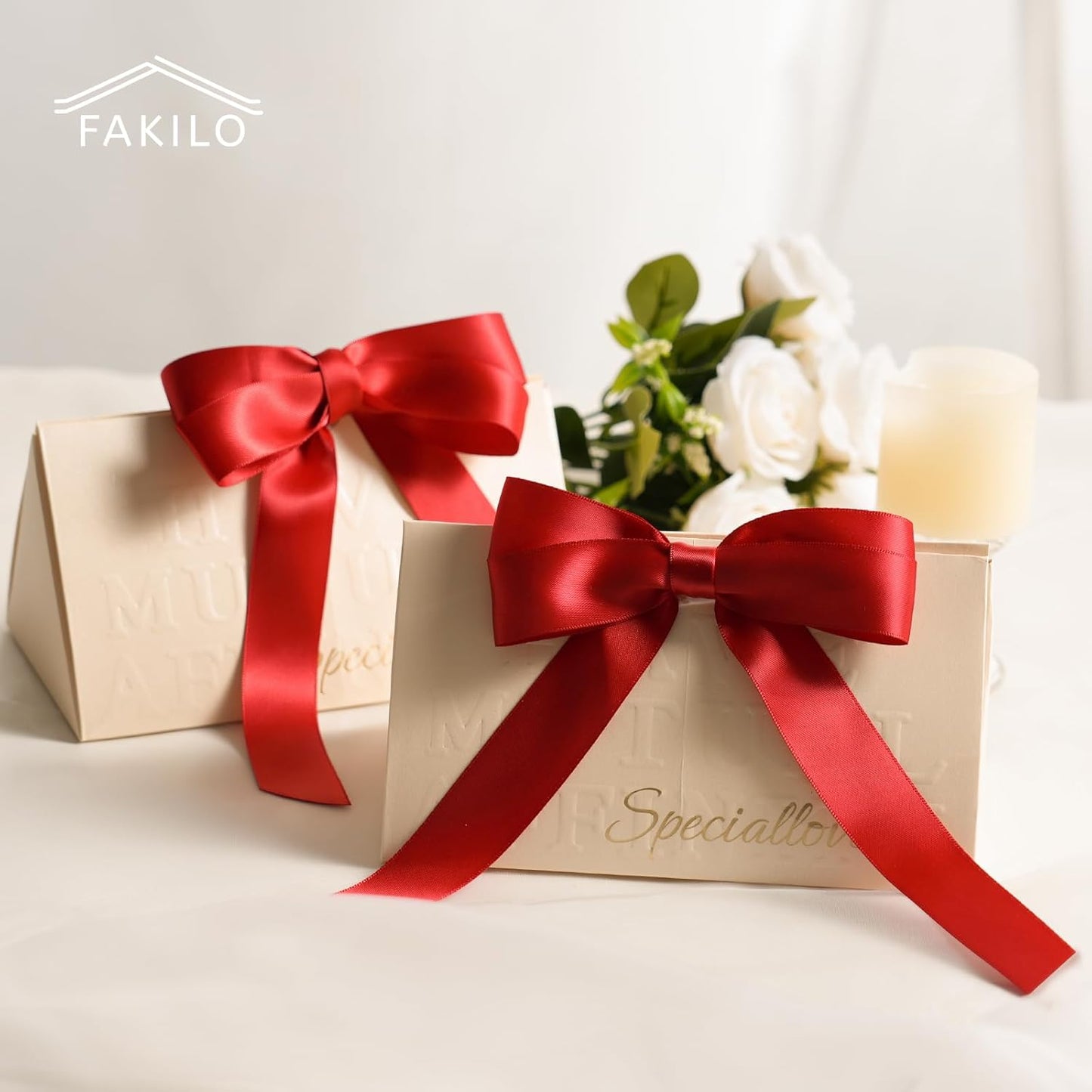 Red Bows for Gift Wrapping, 5'' X 7'' Satin Gift Bows for Birthday, Wedding, Party, 30 Pcs