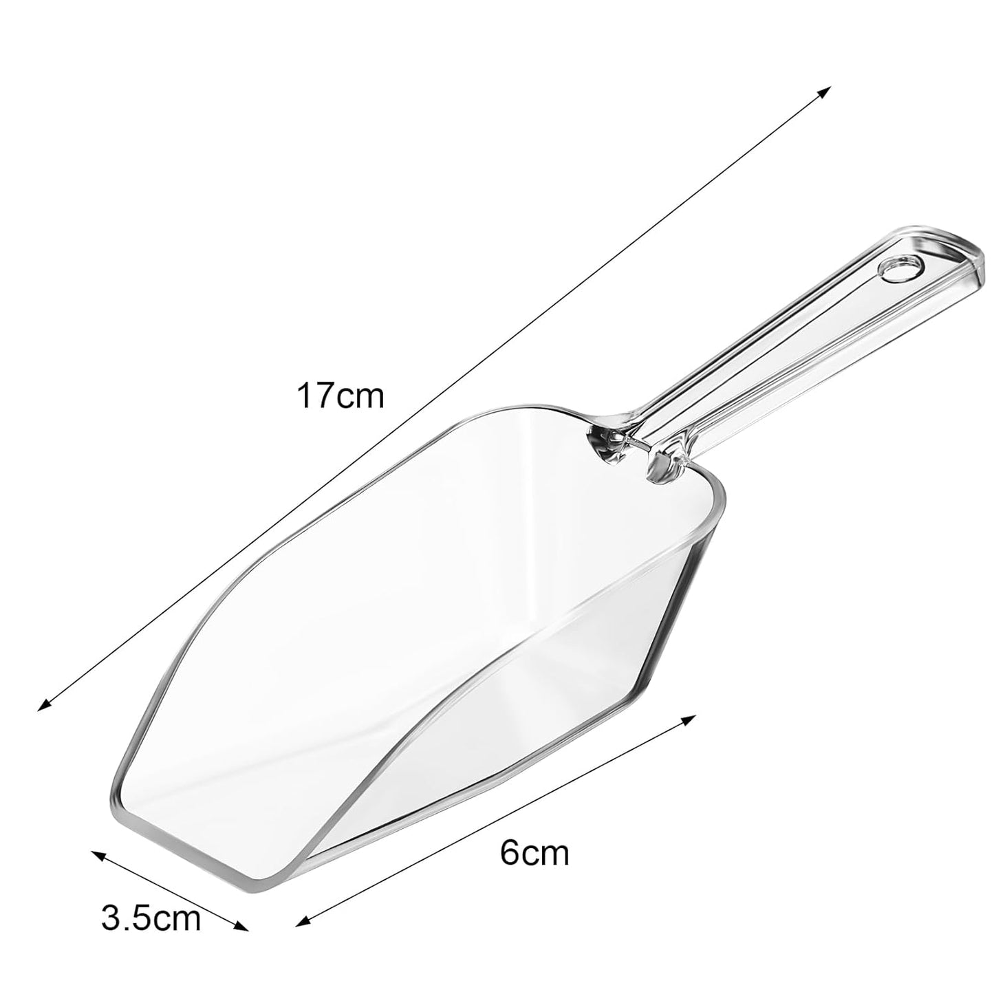 Hestya 4 Pcs Christmas Multi Purpose Clear Plastic Scoops for Candy Buffet Acrylic Kitchen Ice Food Popcorn Scoops for Protein Powders, Ice Cream, Coffee, Tea Jar (6.69 Inch)