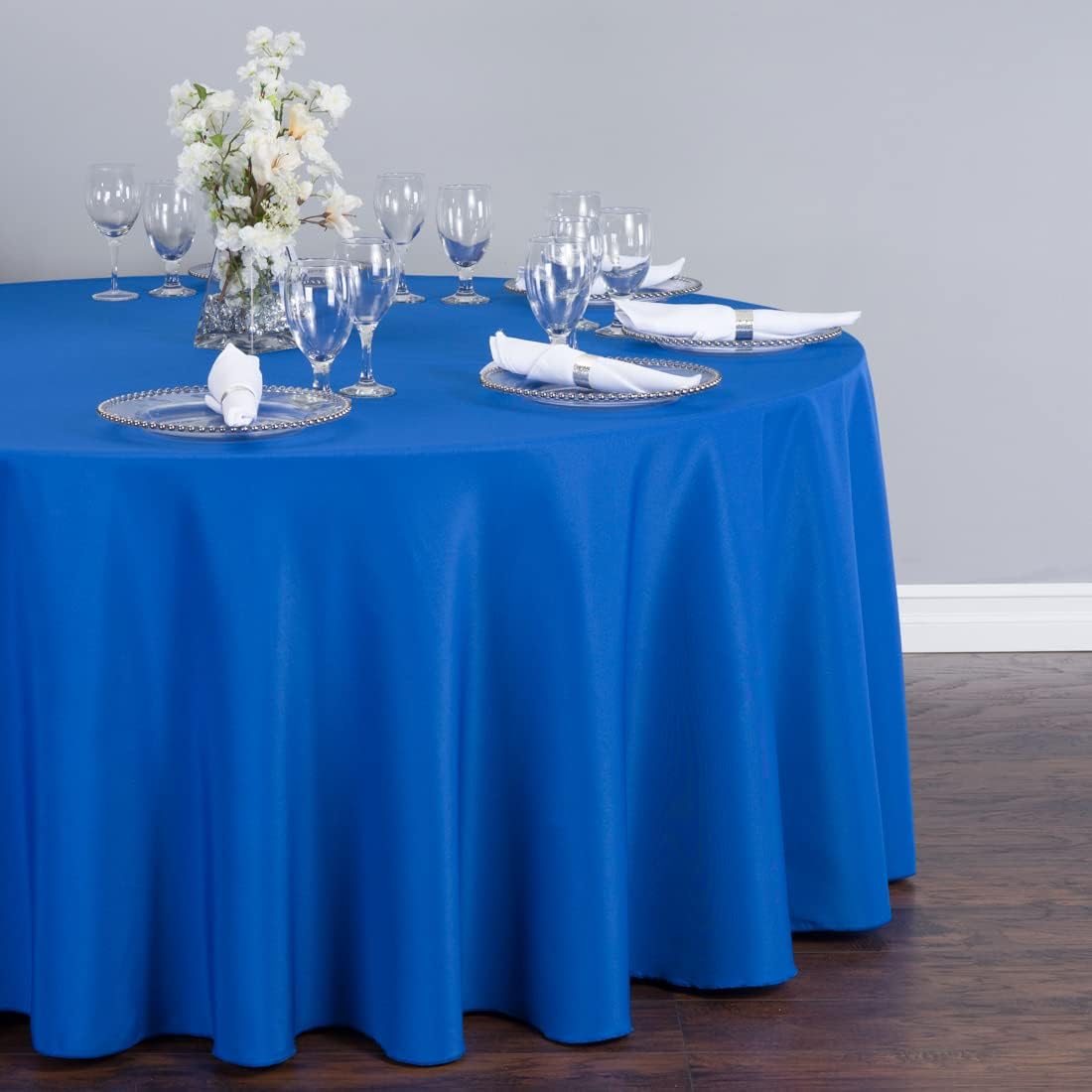 LTC LINENS 10 Pack 120 Inch Round Tablecloth Royal Blue for 60 Inch Round Table - Bulk Round Table Cover - Washable, Wrinkle Resistant Polyester Fabric Cloth for Wedding, Party