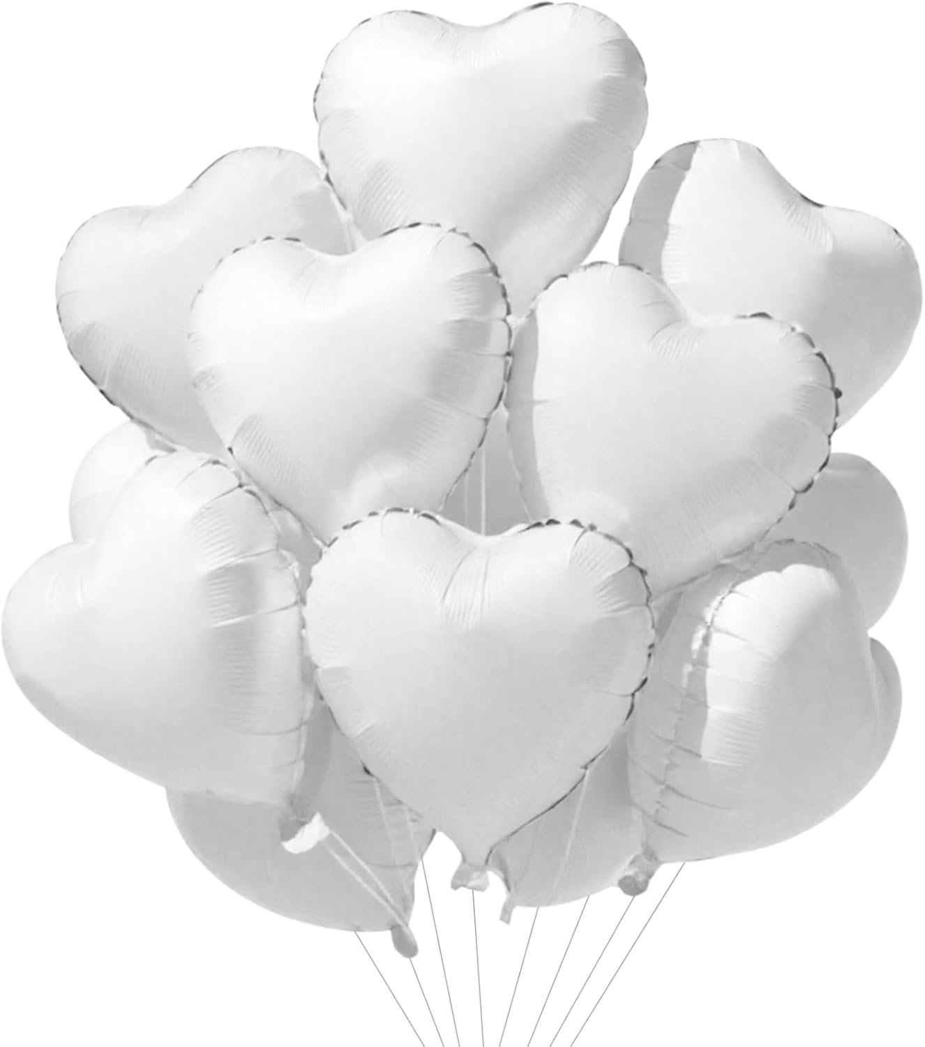 TONIFUL 15Pcs 18 Inch White Heart Balloons White Heart Shape Foil Mylar Balloons Decoration for Birthday Valentine's Day Wedding Bridal Shower Anniversary Engagement Party Supplies