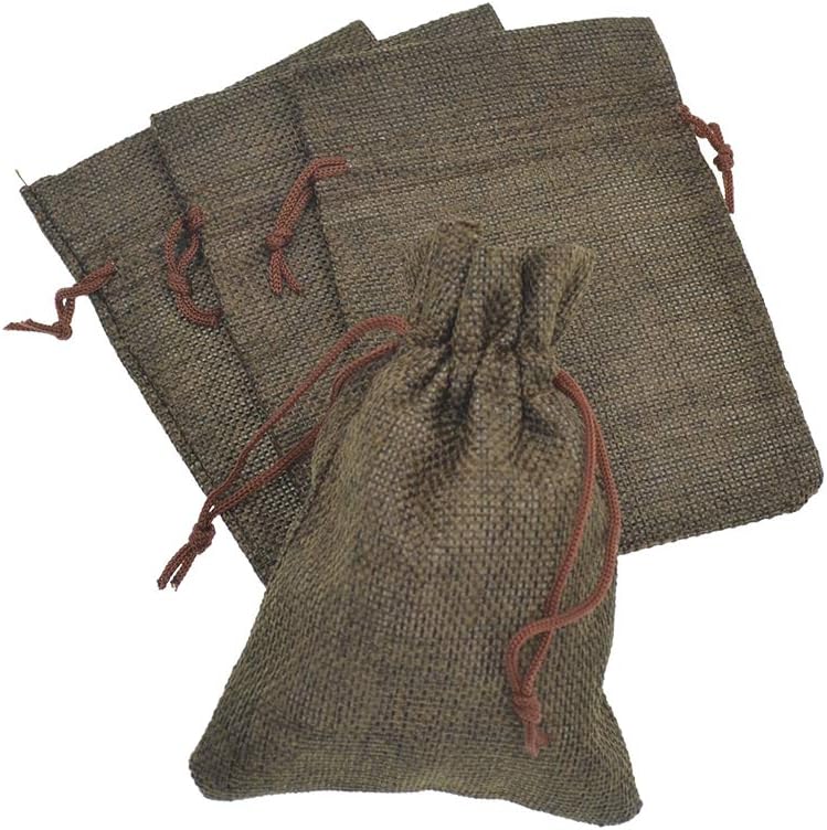 20Pcs Burlap Bags with Drawstring, Burlap Gift Bag Linen Jewelry Pouches for Christmas Wedding Favor, Party, DIY Crafts (Coffee, 5.9 x 7.5 Inch)