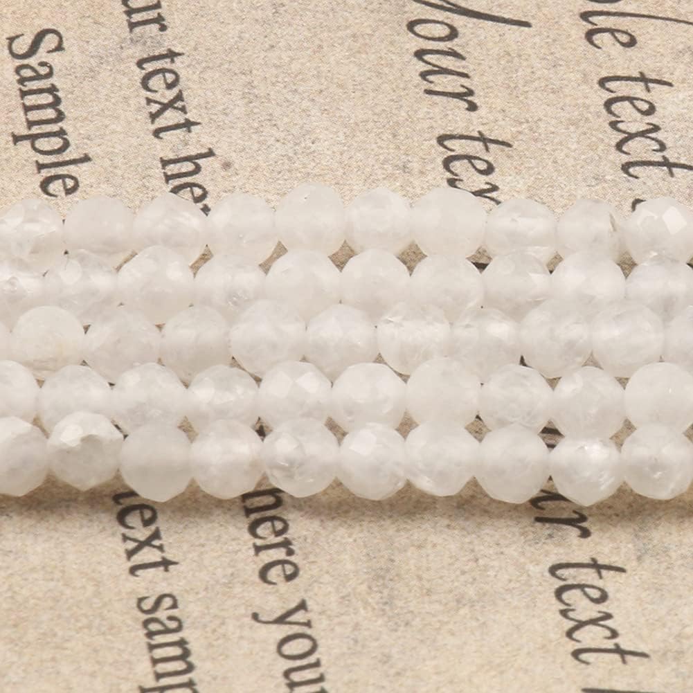 Song Xi 180pcs 2mm Natural White Moonstone Gemstone Faceted Round Loose Stones for Bracelet Jewelry Making, Small Stones for Christmas Mother's Day Gift for Women