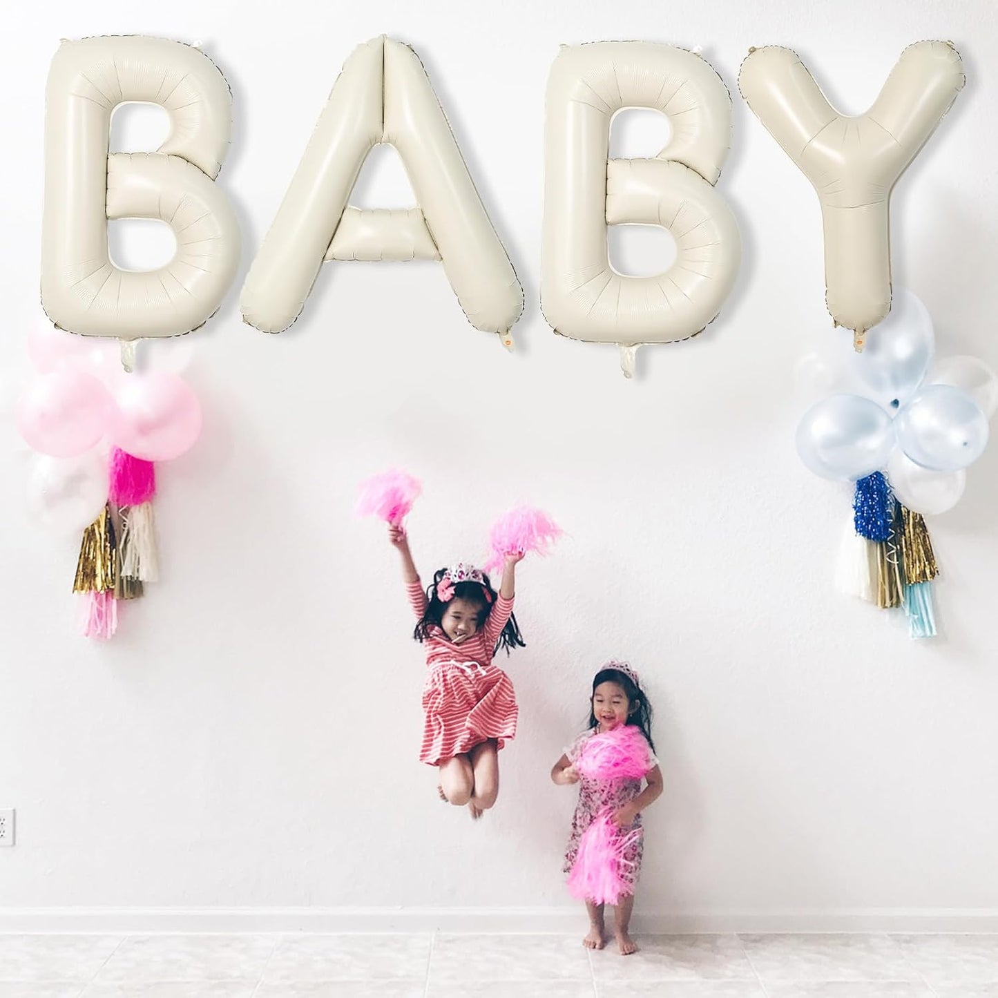 40 Inch Cream Letter Balloon, Big Alphabet J Foil Word Beige, Large Inflatable Name White Decor, Mylar Helium Custom for Women Birthday Party Decoration