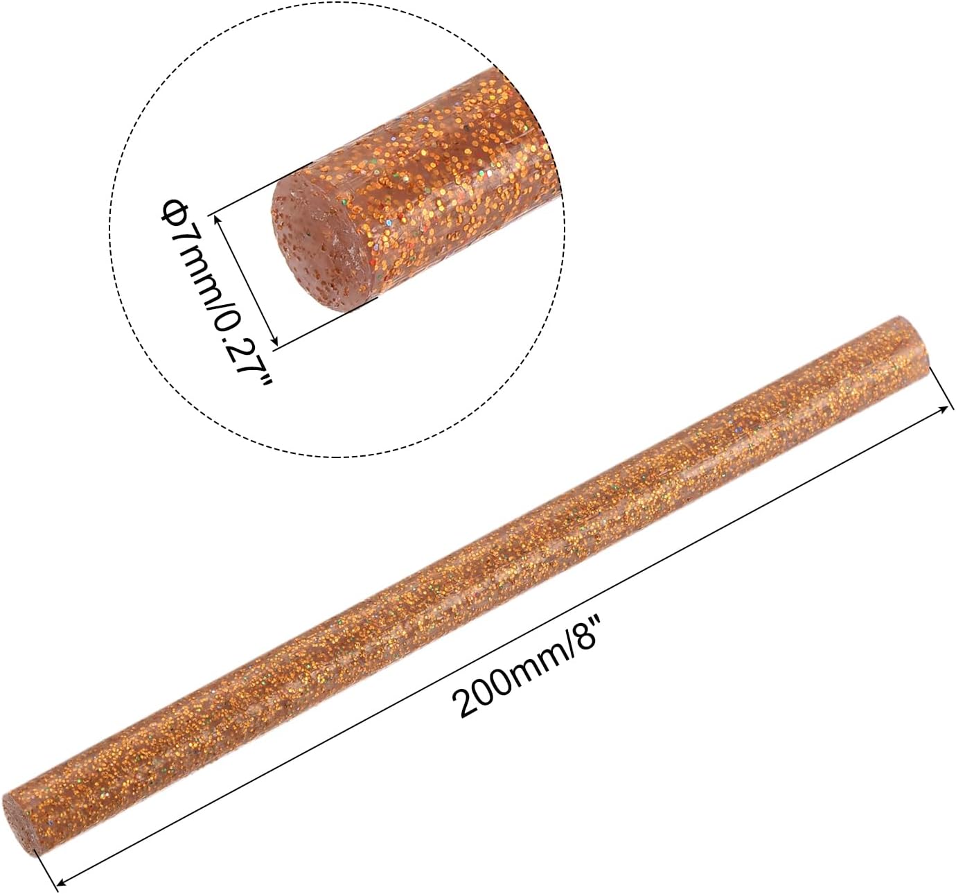 uxcell 20pcs Hot Glue Sticks for Glue Gun 7mm/0.27-inch x 8-inch Mini Hot Melt Adhesive Glue Stick Glitter Bronze Gold
