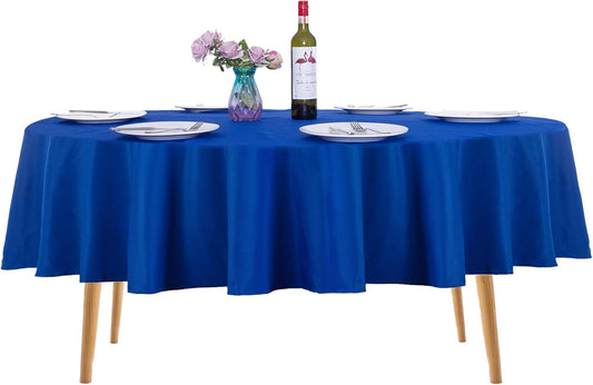 Ascoza 2pack 90 Inch Royal Blue Round Tablecloth in Washable Polyester Fabric for Wedding/Banquet/Restaurant/Parties