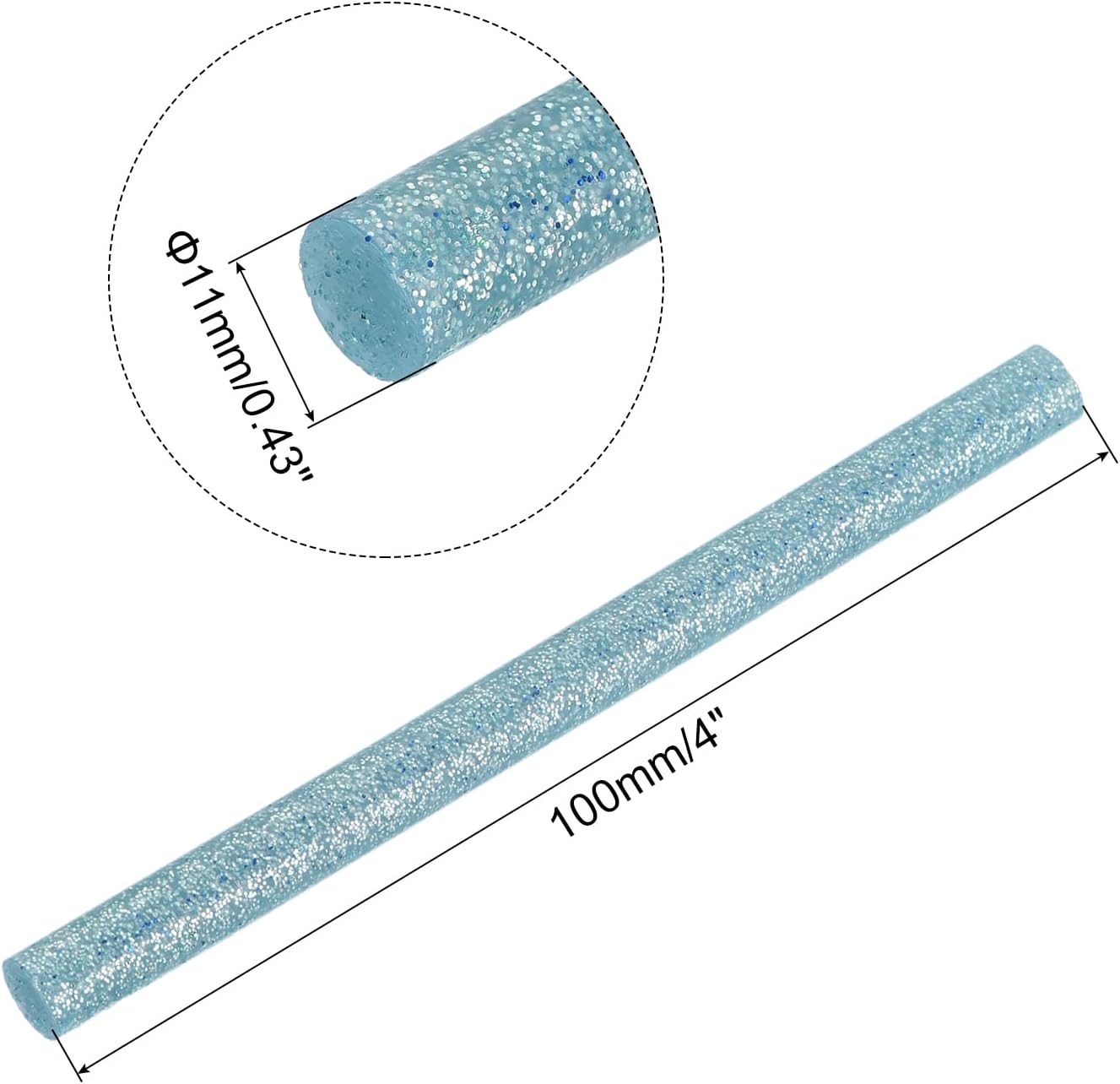 uxcell 20pcs Hot Glue Sticks for Glue Gun 11mm/0.43-inch x 4-inch Mini Hot Melt Adhesive Glue Stick Glitter Sky Blue